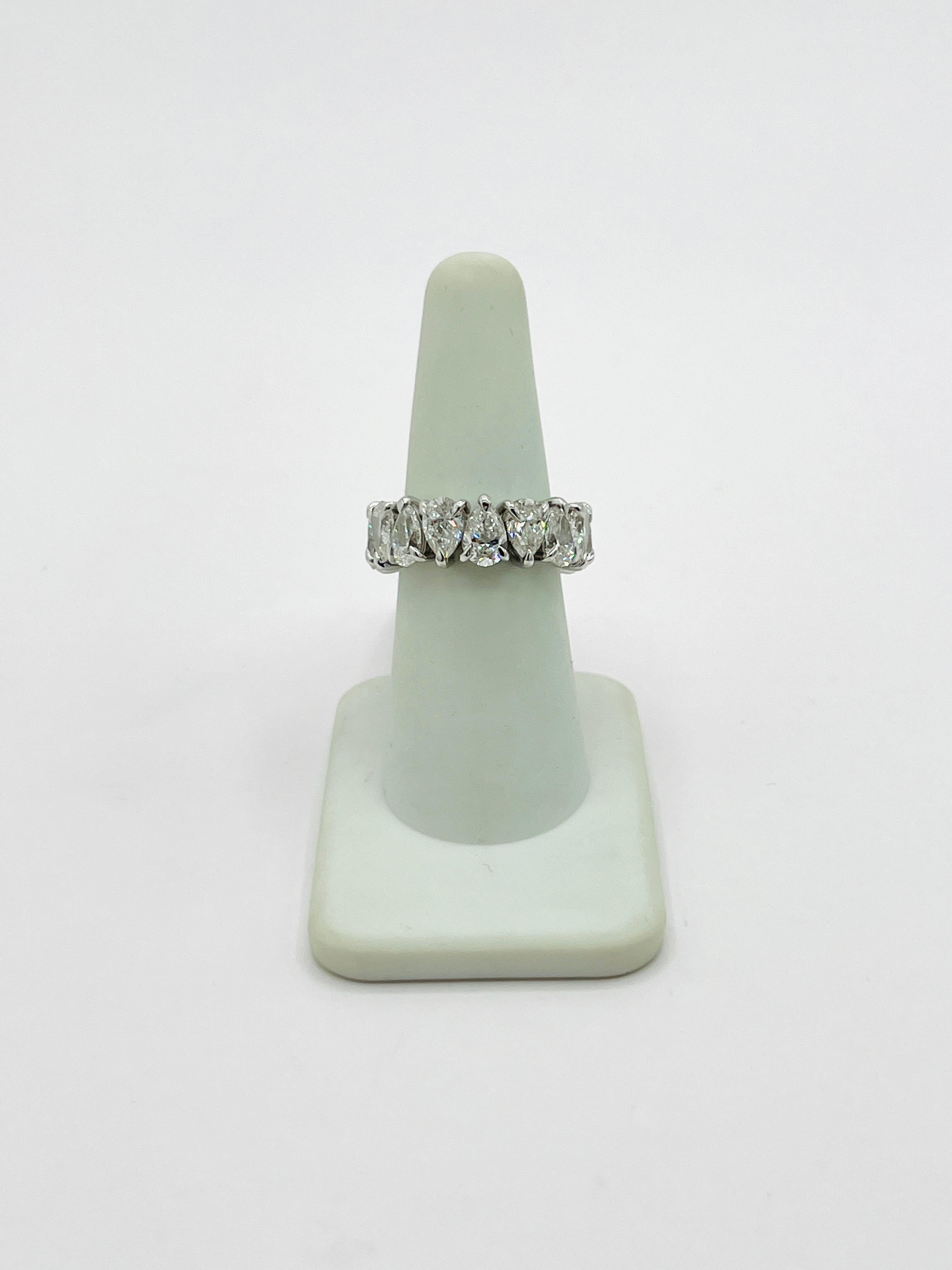 GIA White Diamond Pear Shape 0.50 Carat Each Eternity Ring in 18K White Gold For Sale 1