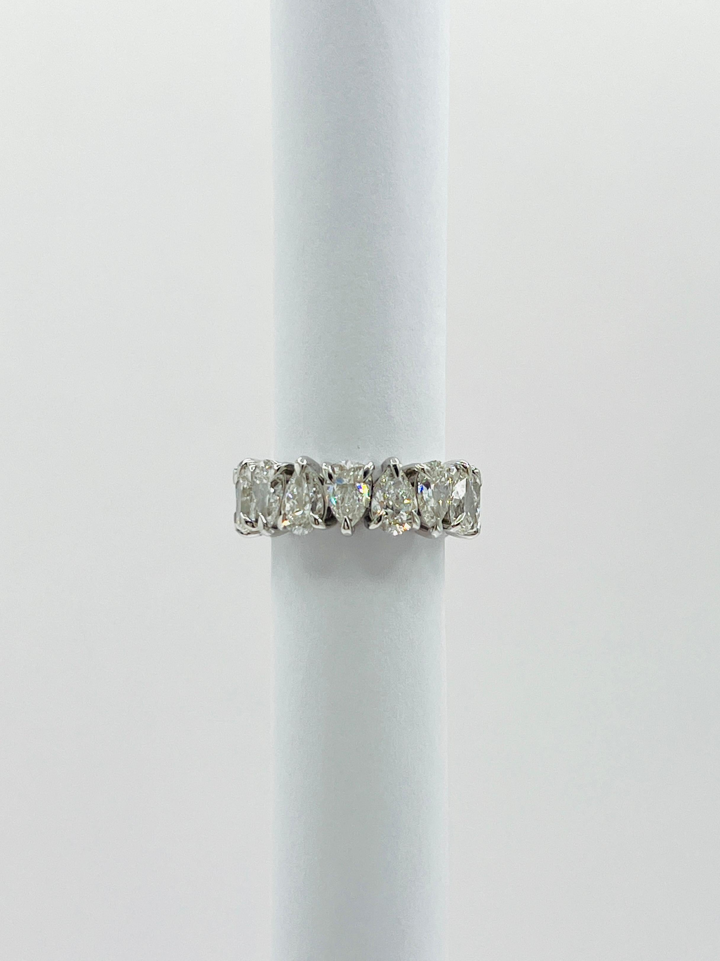 GIA White Diamond Pear Shape 0.50 Carat Each Eternity Ring in 18K White Gold For Sale 2