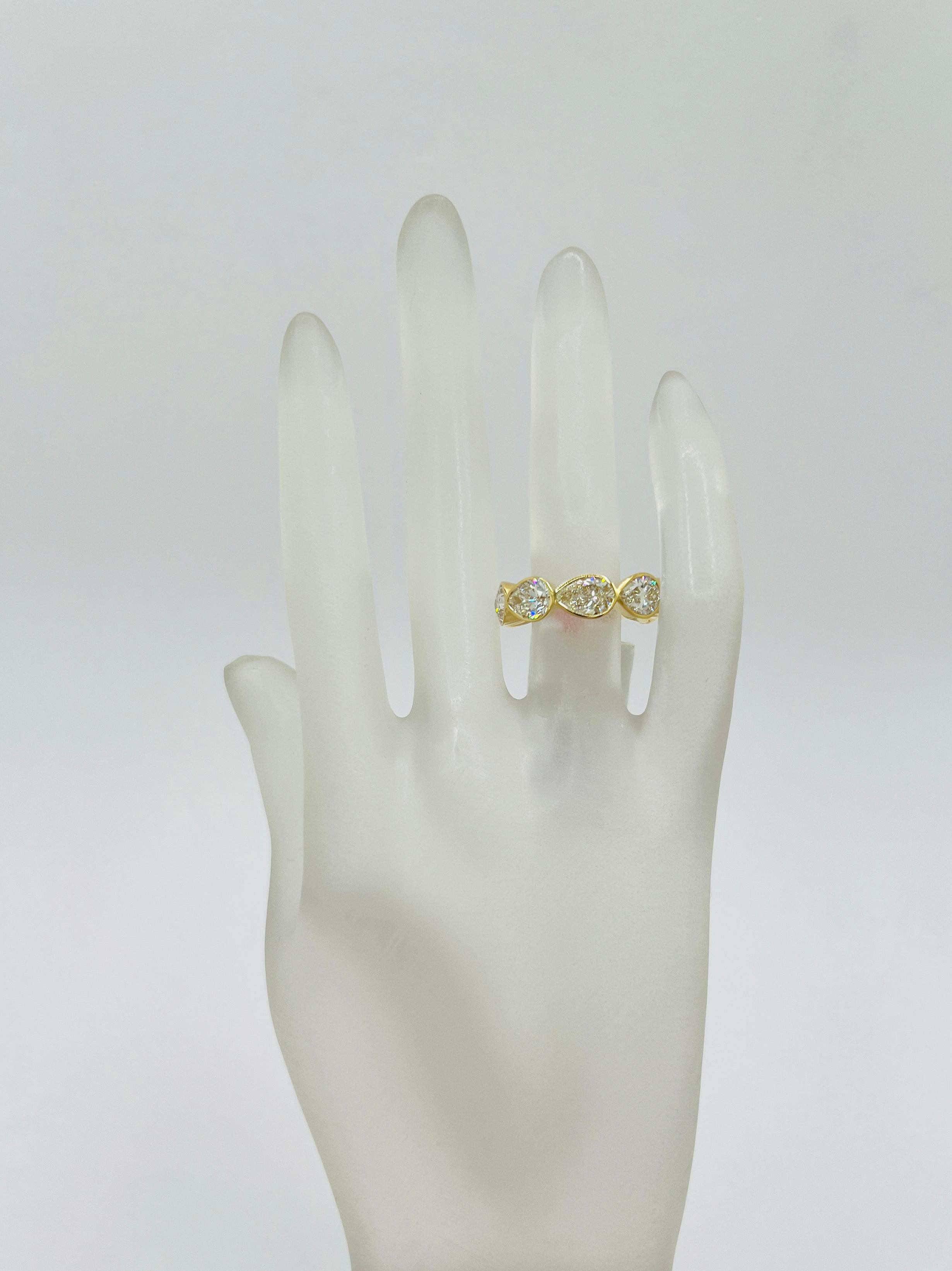 Pear Cut GIA White Diamond Pear Shape 1 Carat Each Eternity Band Ring in 18K Yellow Gold