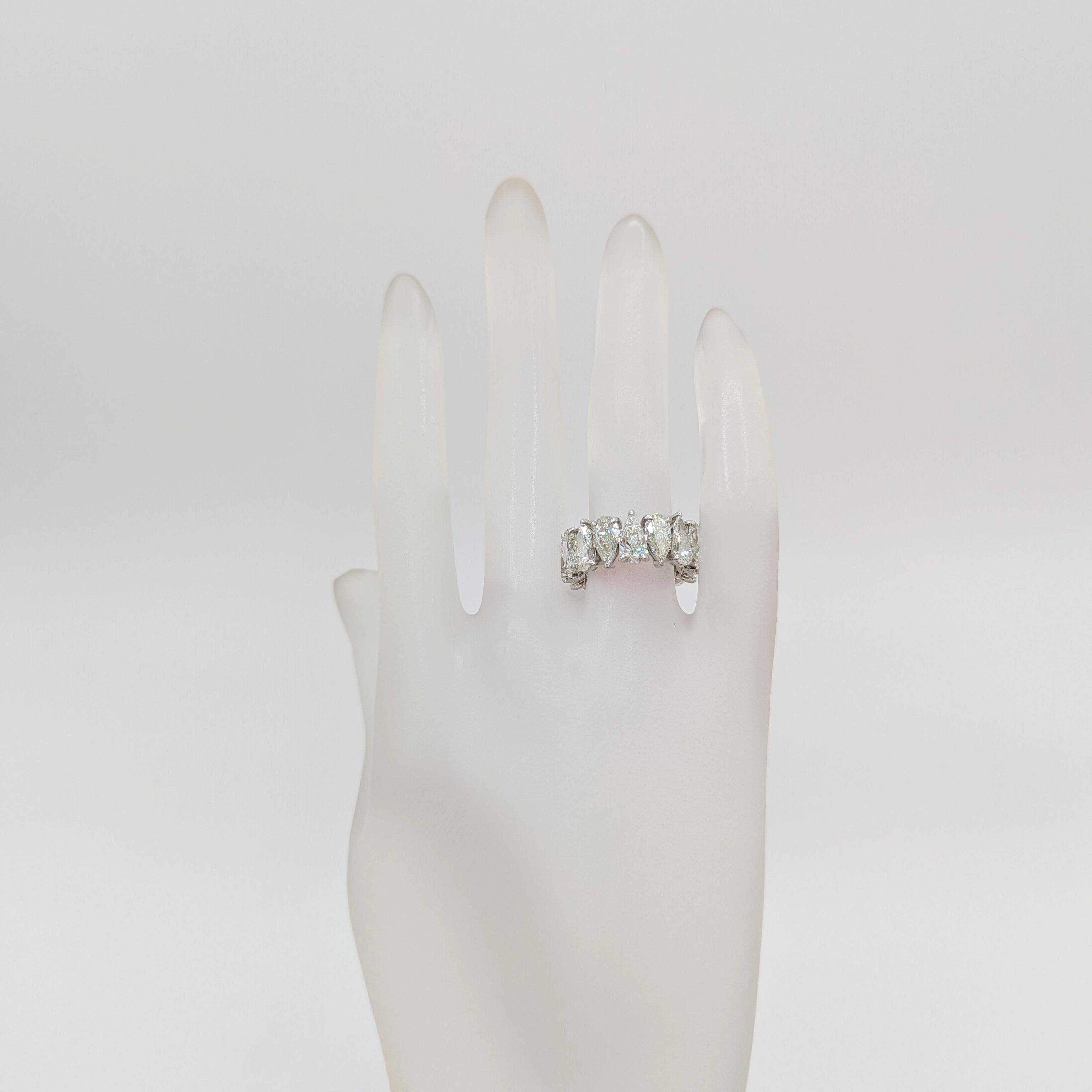 Pear Cut GIA White Diamond Pear Shape Eternity Band in 18K White Gold