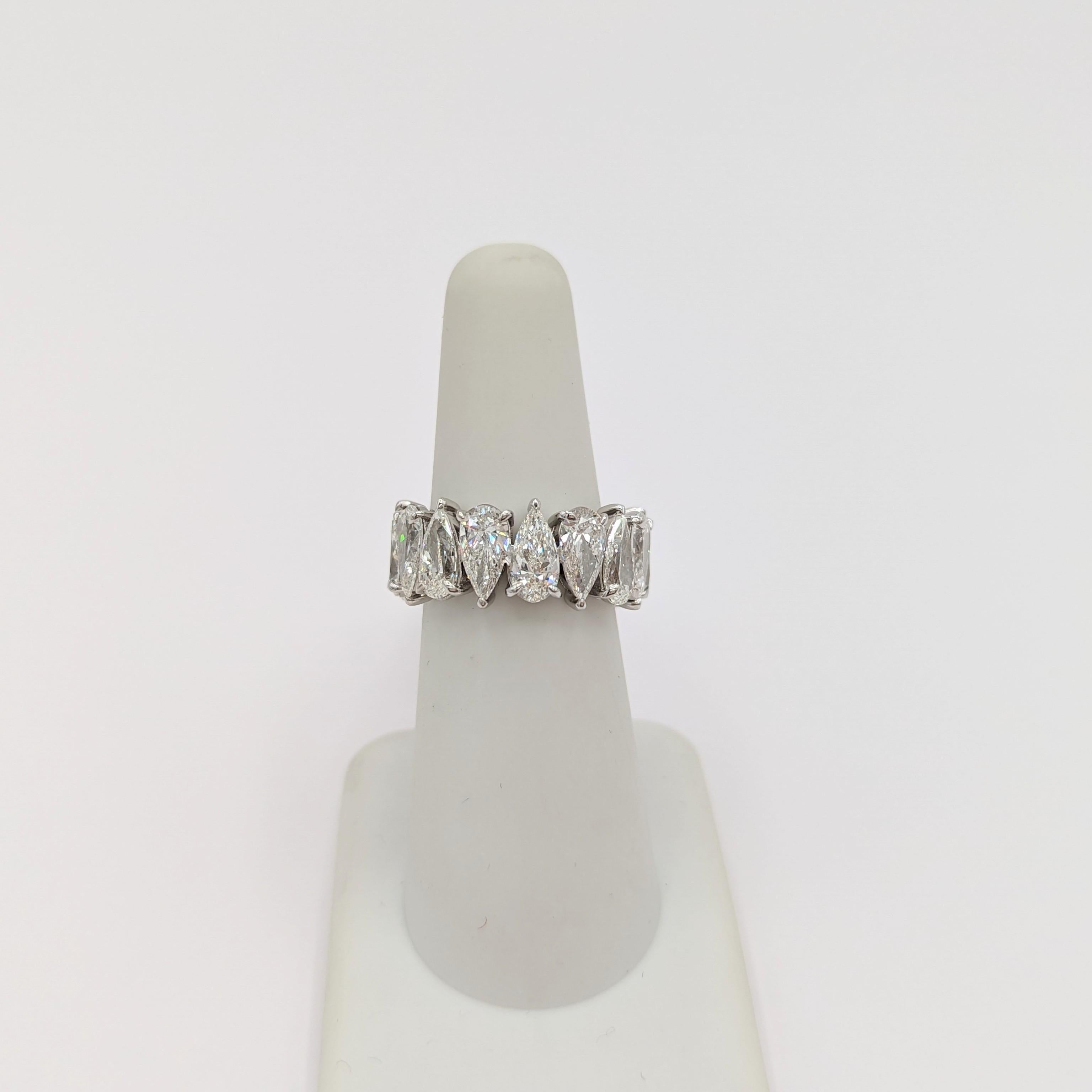 GIA White Diamond Pear Shape Eternity Band in 18K White Gold In New Condition In Los Angeles, CA