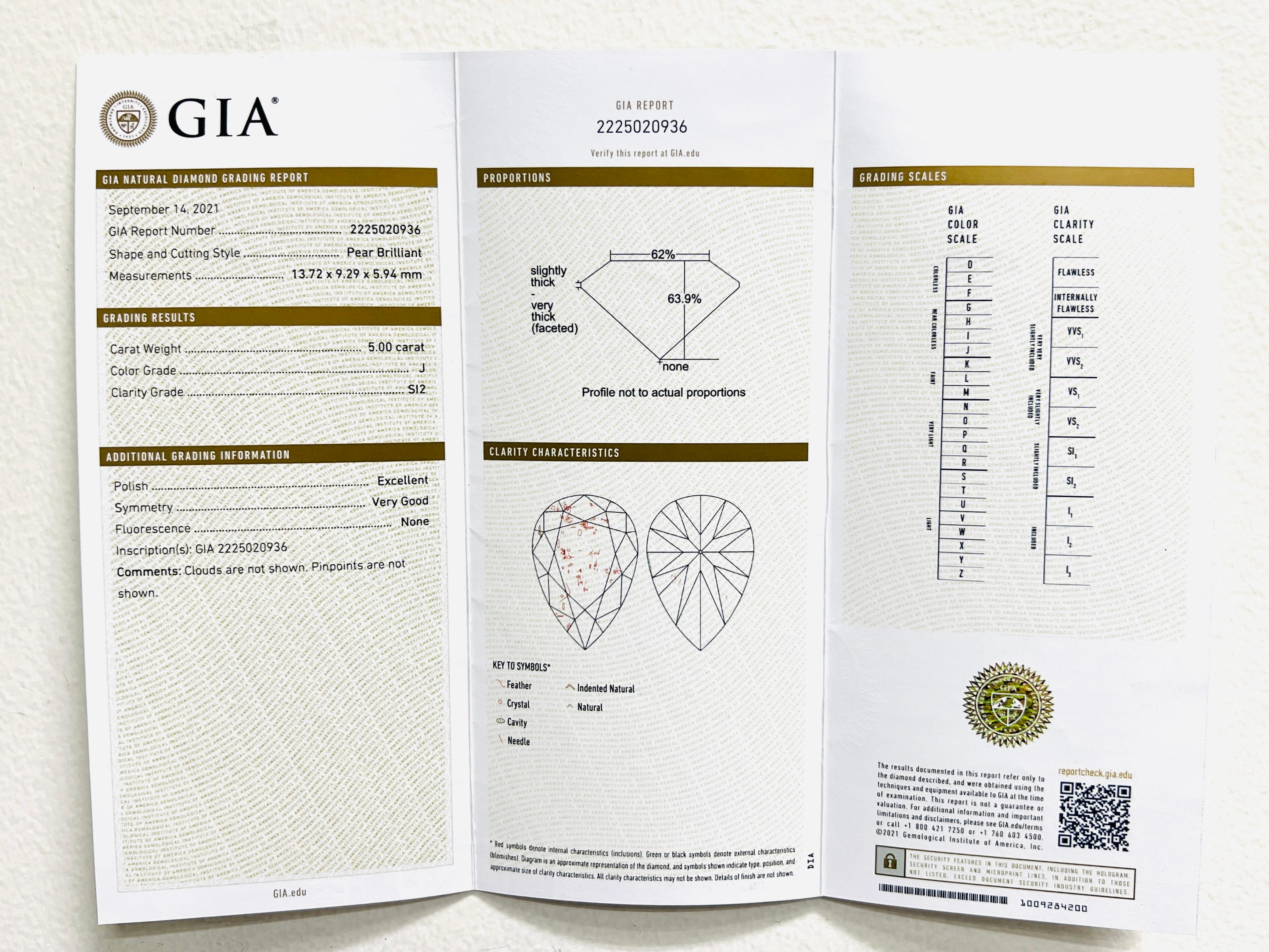 GIA Weißer Diamant in Birnenform Solitär Ring in 18K Gelbgold & Schwarz Rhodium 5