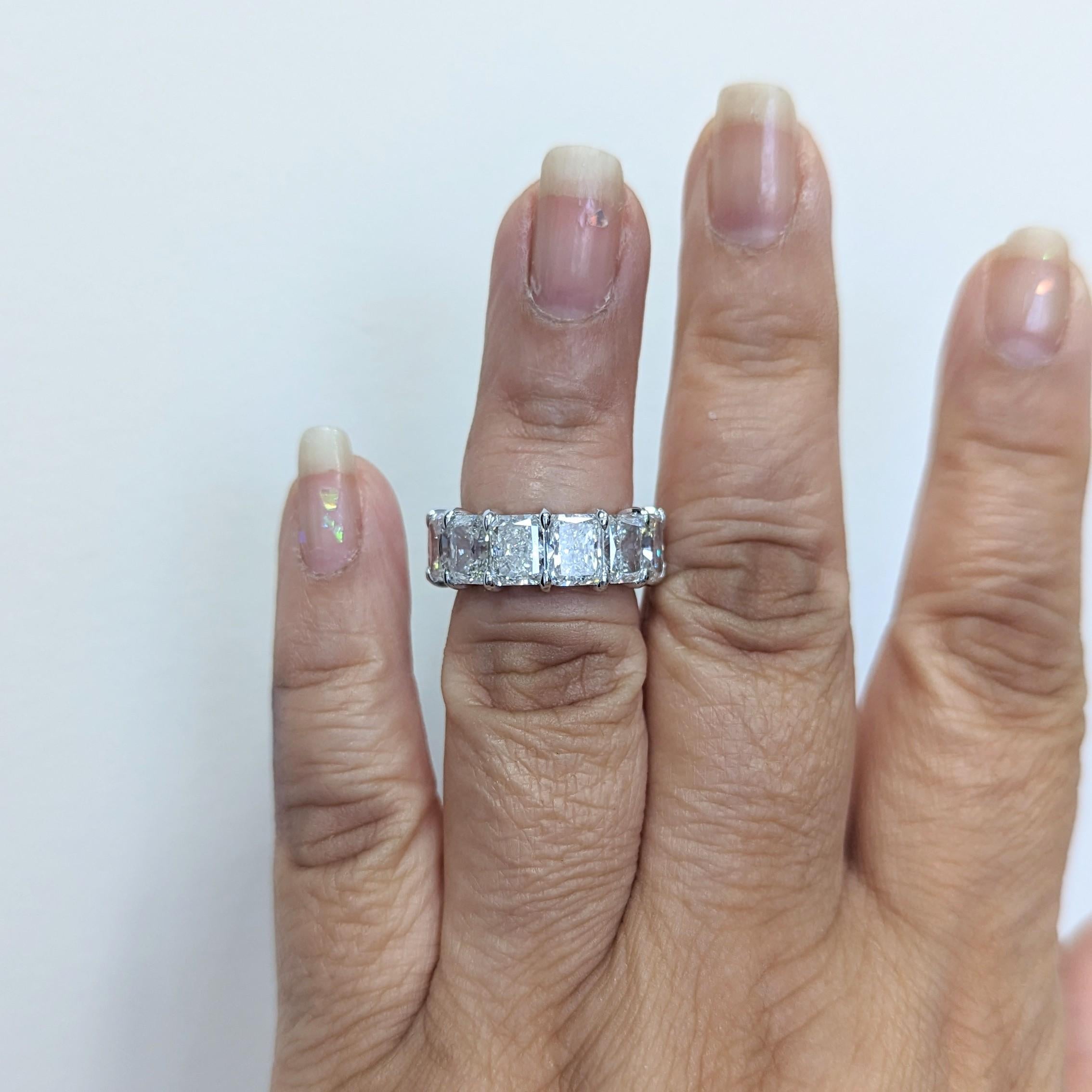 Beautiful 13.07 ct. GHI SI1-SI2 white diamond radiant cuts.  Handmade in 18k white gold.  Total of 13 stones.  GIA certificates included.  Ring size 6.