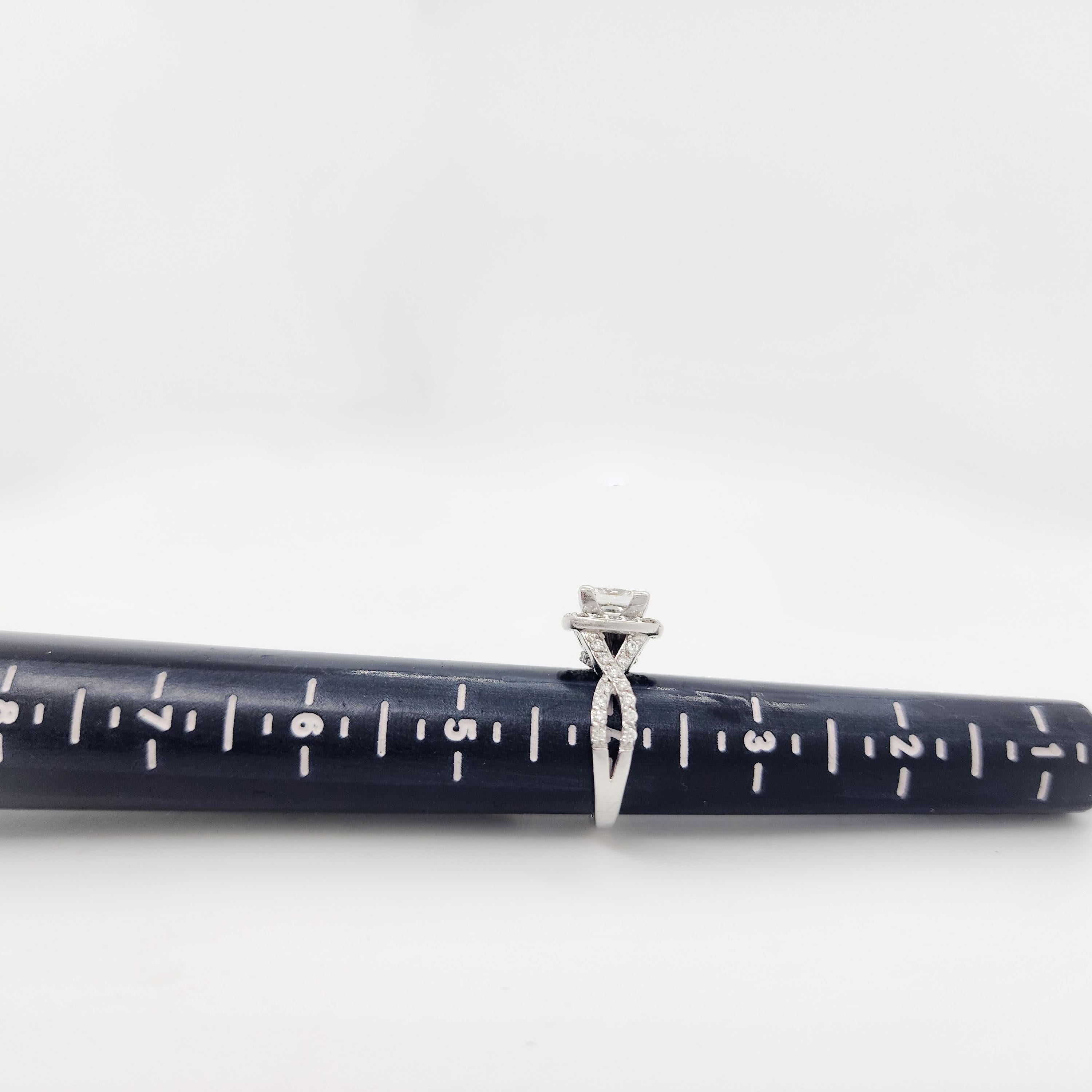 GIA White Diamond Rectangular Cut Ring in 14k White Gold For Sale 1