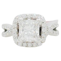 GIA White Diamond Rectangular Cut Ring in 14k White Gold