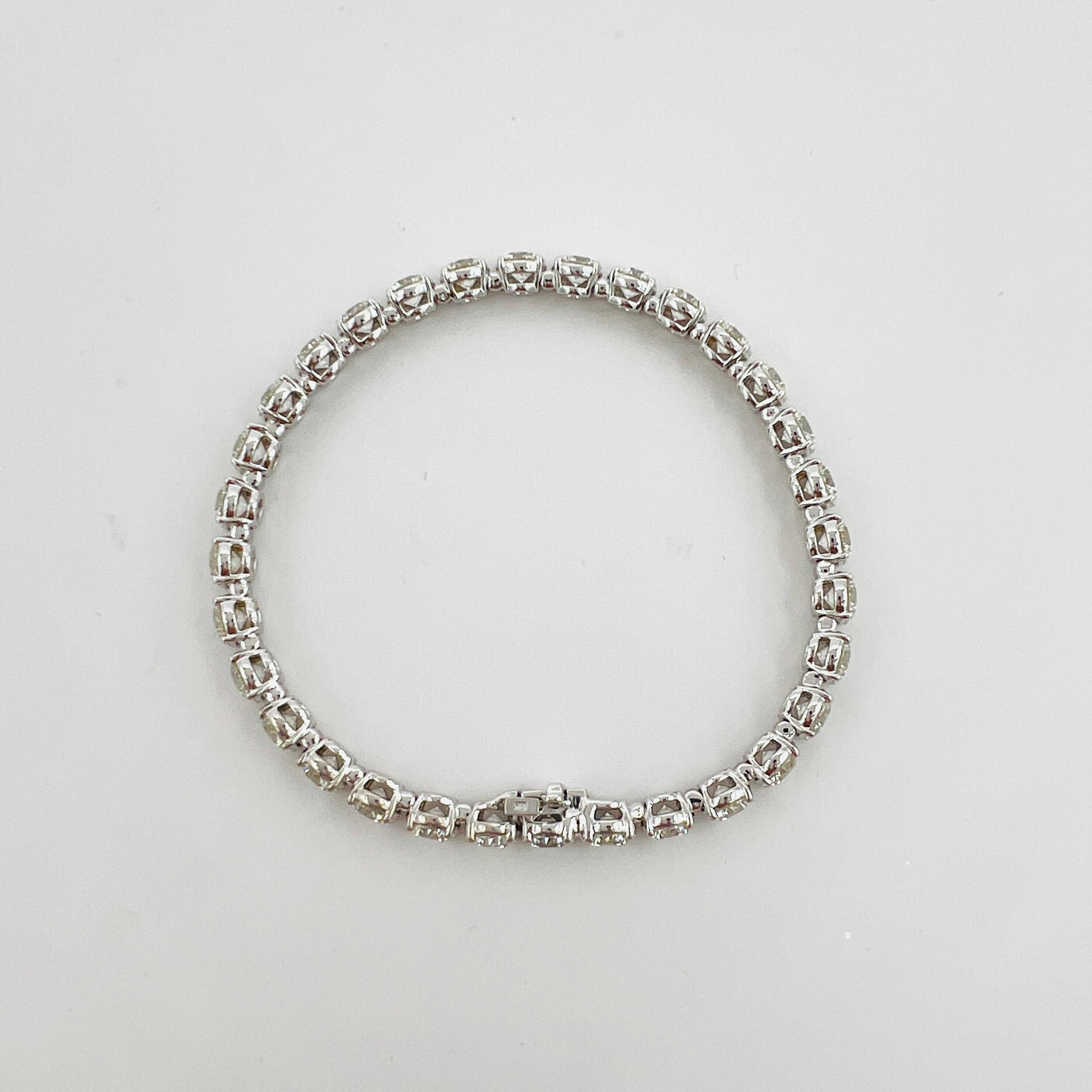 GIA Weißer Diamant Rundes 0,50 Karat jedes Tennisarmband aus 18 Karat Weißgold 2