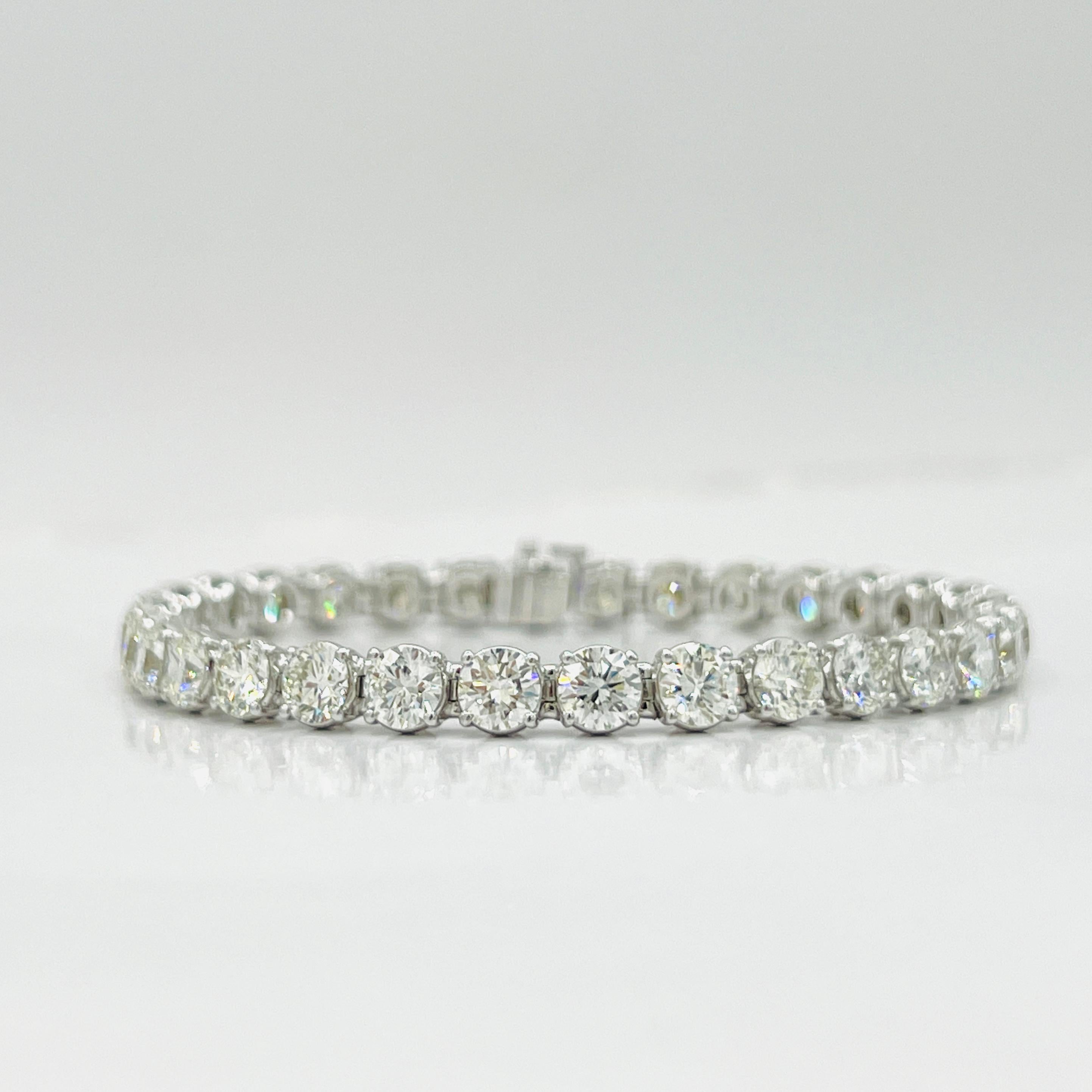 GIA White Diamond Round 0.50 Carat Each Tennis Bracelet in 18K White Gold 3