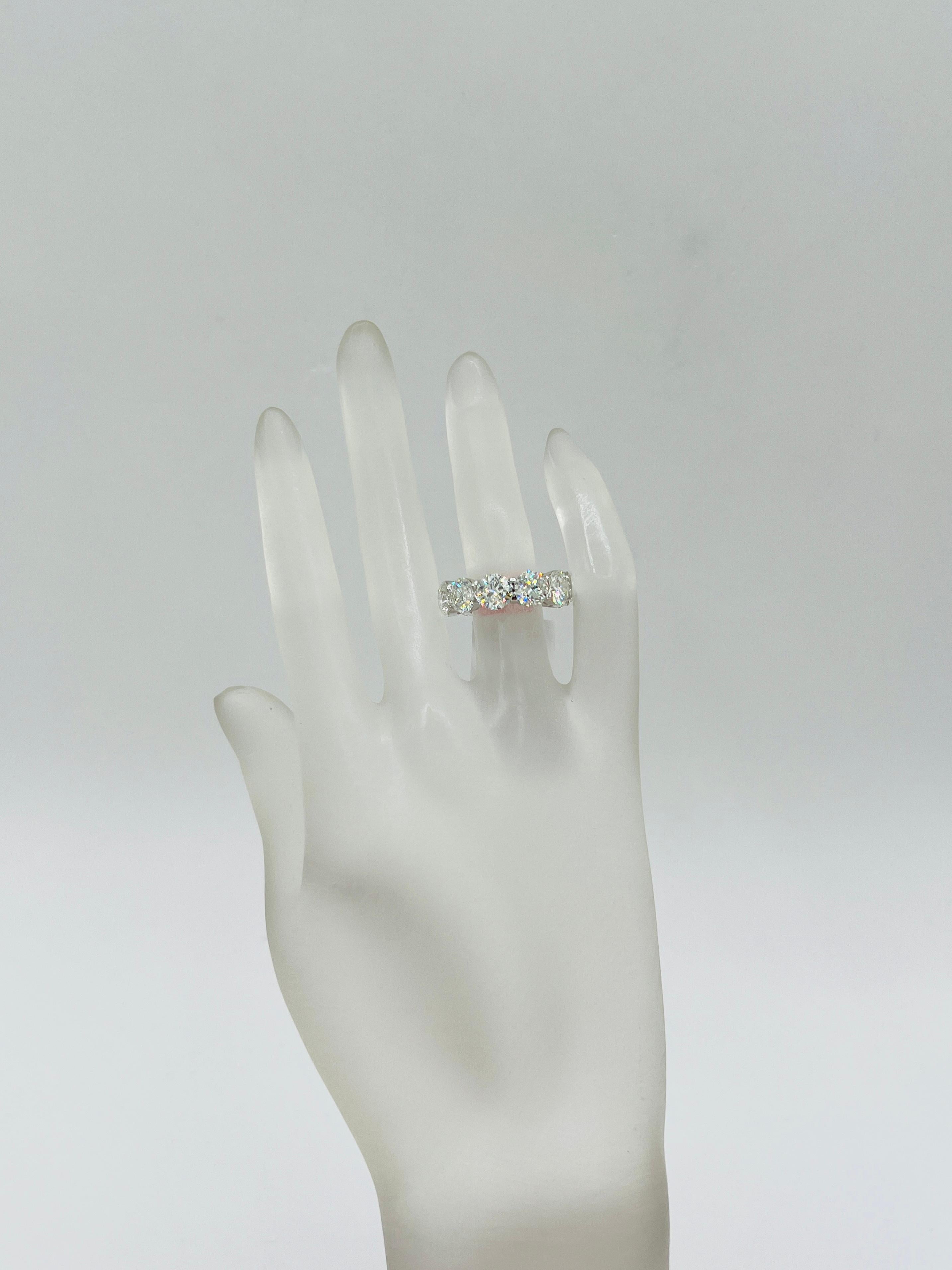 Round Cut GIA White Diamond Round 1 Carat Each Eternity Band Ring in 18K White Gold