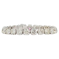 Bracelet tennis avec diamants blancs ronds de 1 carat chacun, certifiés GIA  en or blanc 18K