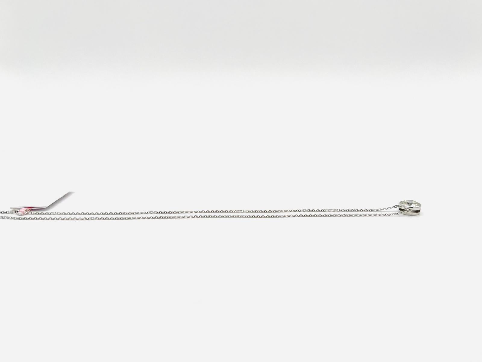 Women's or Men's GIA White Diamond Round 2.50 ct Bezel Pendant Necklace in Platinum For Sale