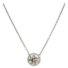 GIA White Diamond Round 2.50 ct Bezel Pendant Necklace in Platinum