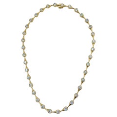 GIA White Diamond Round "Comet" Necklace in 18K Yellow Gold