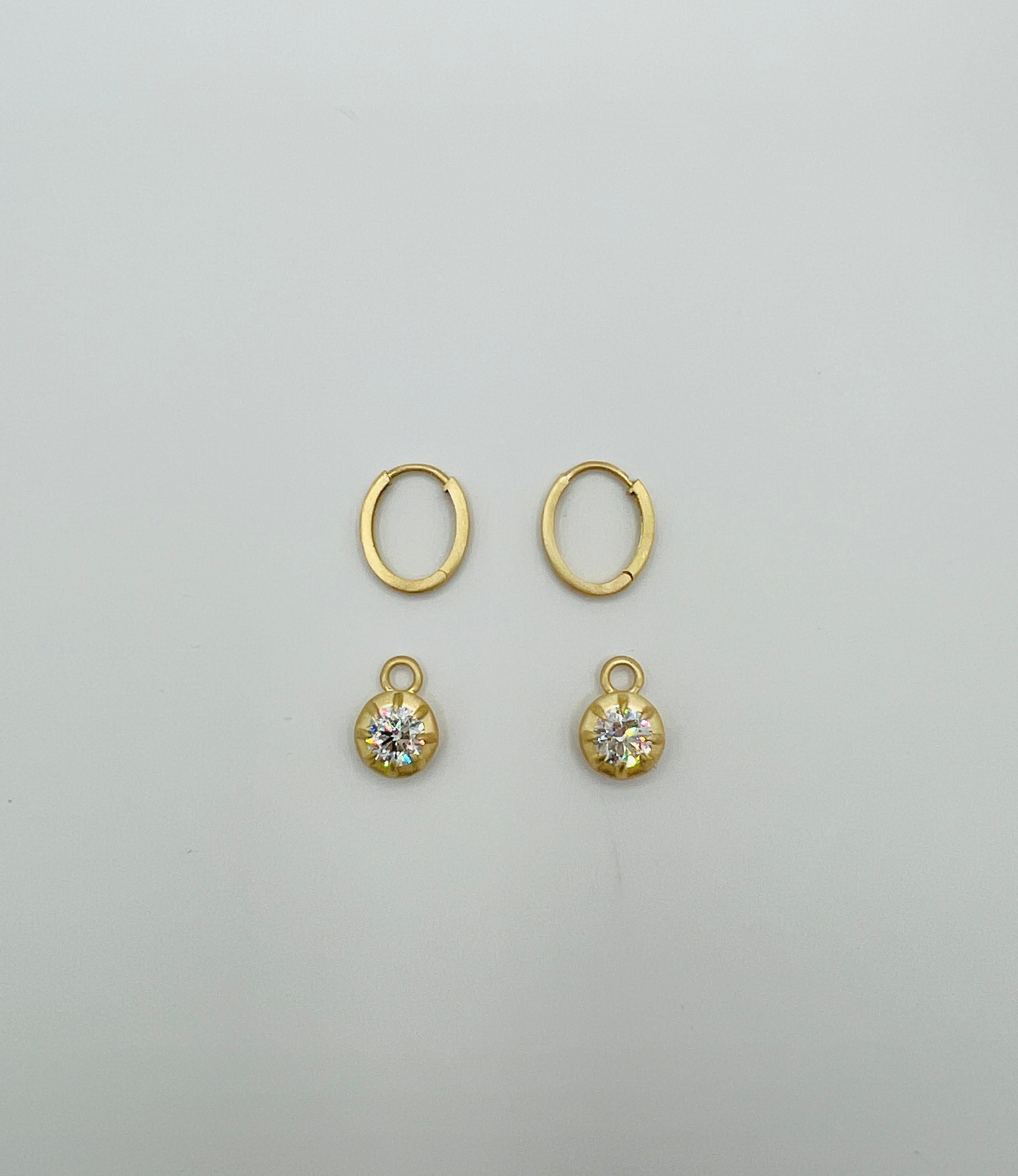 Orecchini pendenti con diamanti bianchi GIA in oro giallo 18 carati In condizioni Nuovo in vendita a Los Angeles, CA