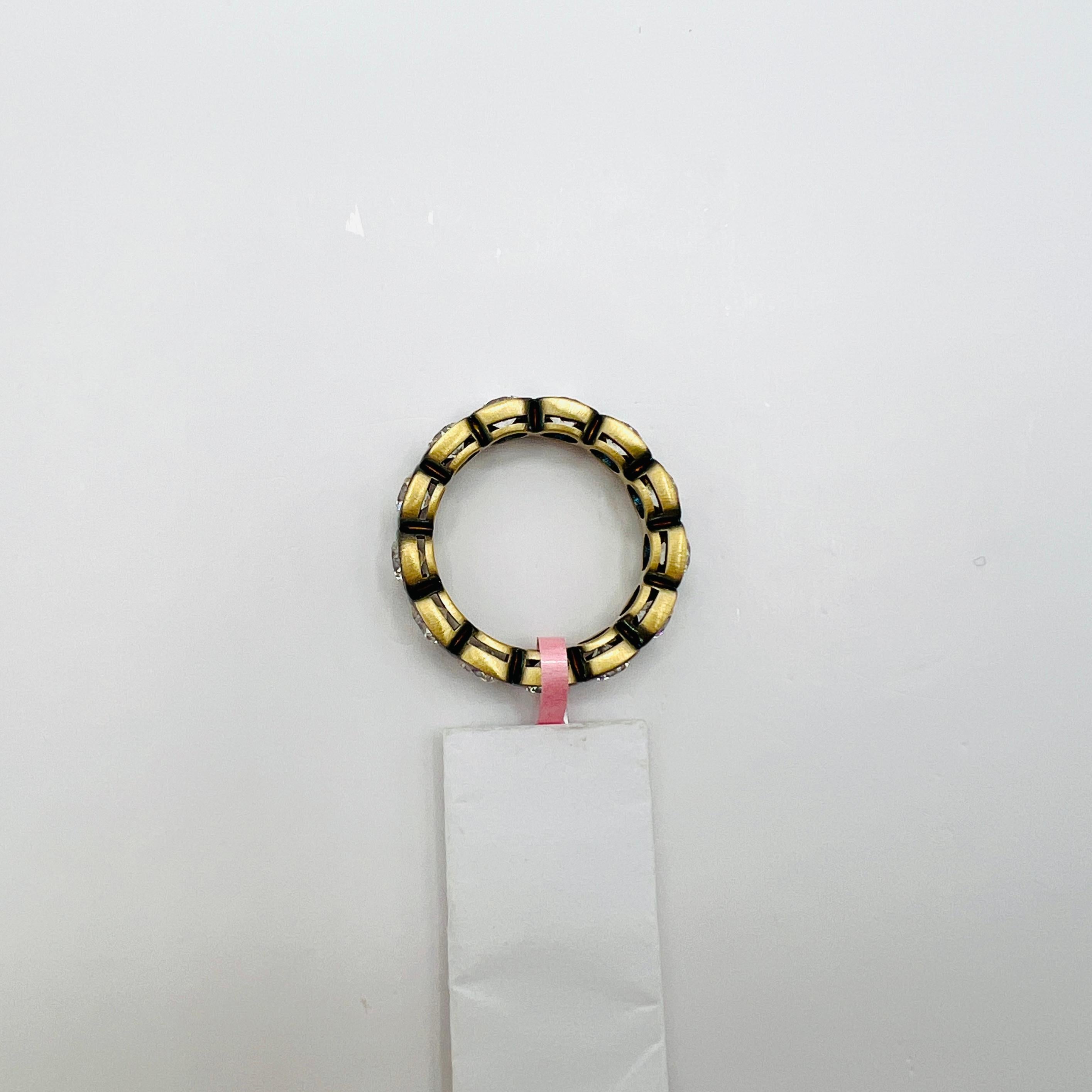 Bague d'éternité en rhodium noir et or jaune 18 carats avec diamant blanc GIA Unisexe en vente
