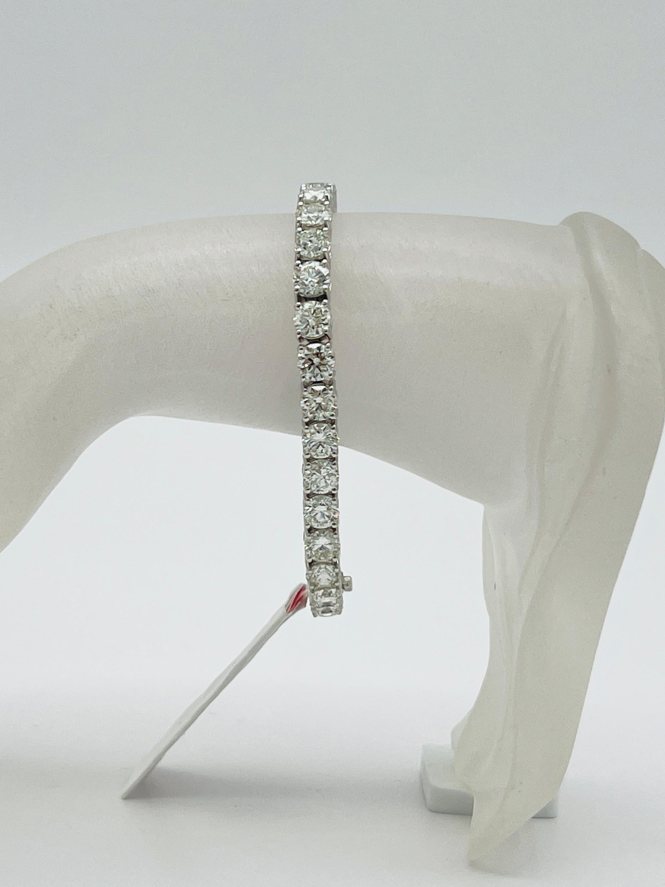 Round Cut GIA White Diamond Round Half Carat Each Tennis Bracelet in 18K White Gold