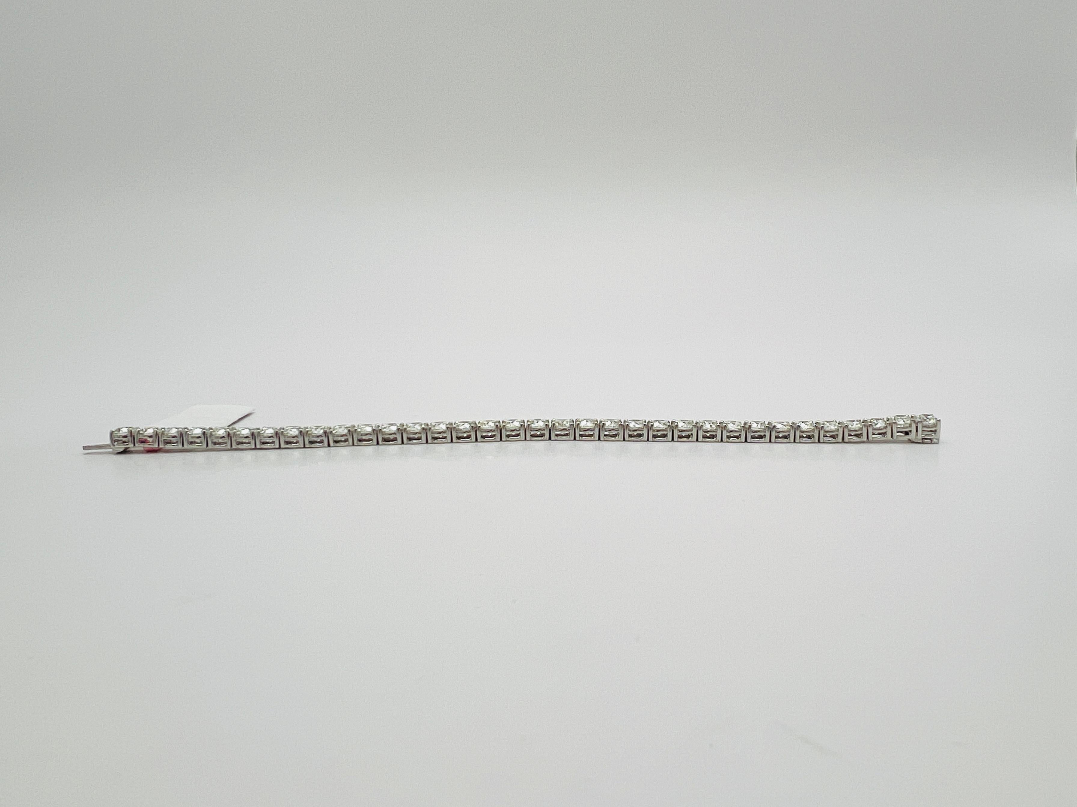 GIA White Diamond Round Half Carat Each Tennis Bracelet in 18K White Gold 1