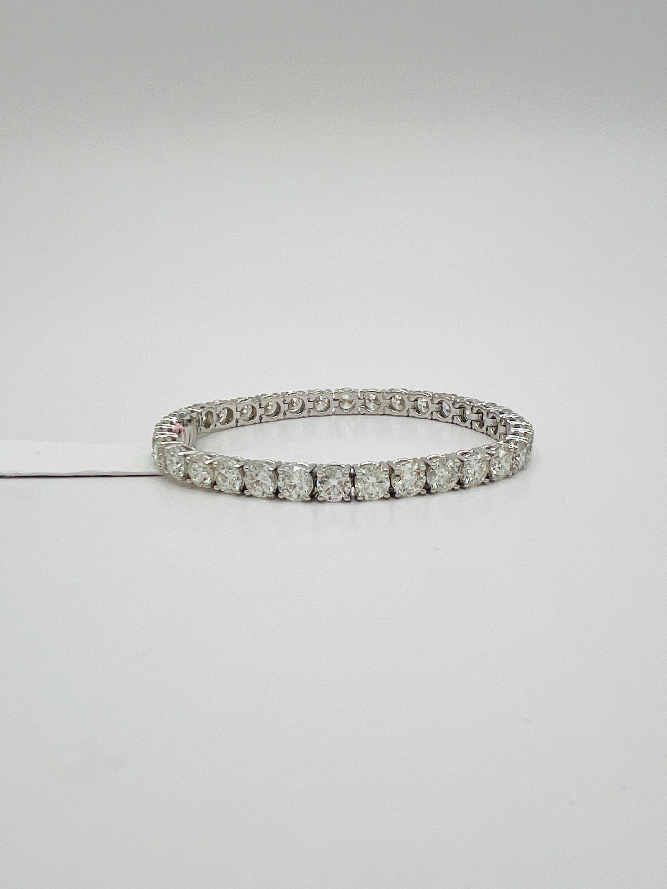 GIA White Diamond Round Half Carat Each Tennis Bracelet in 18K White Gold 2
