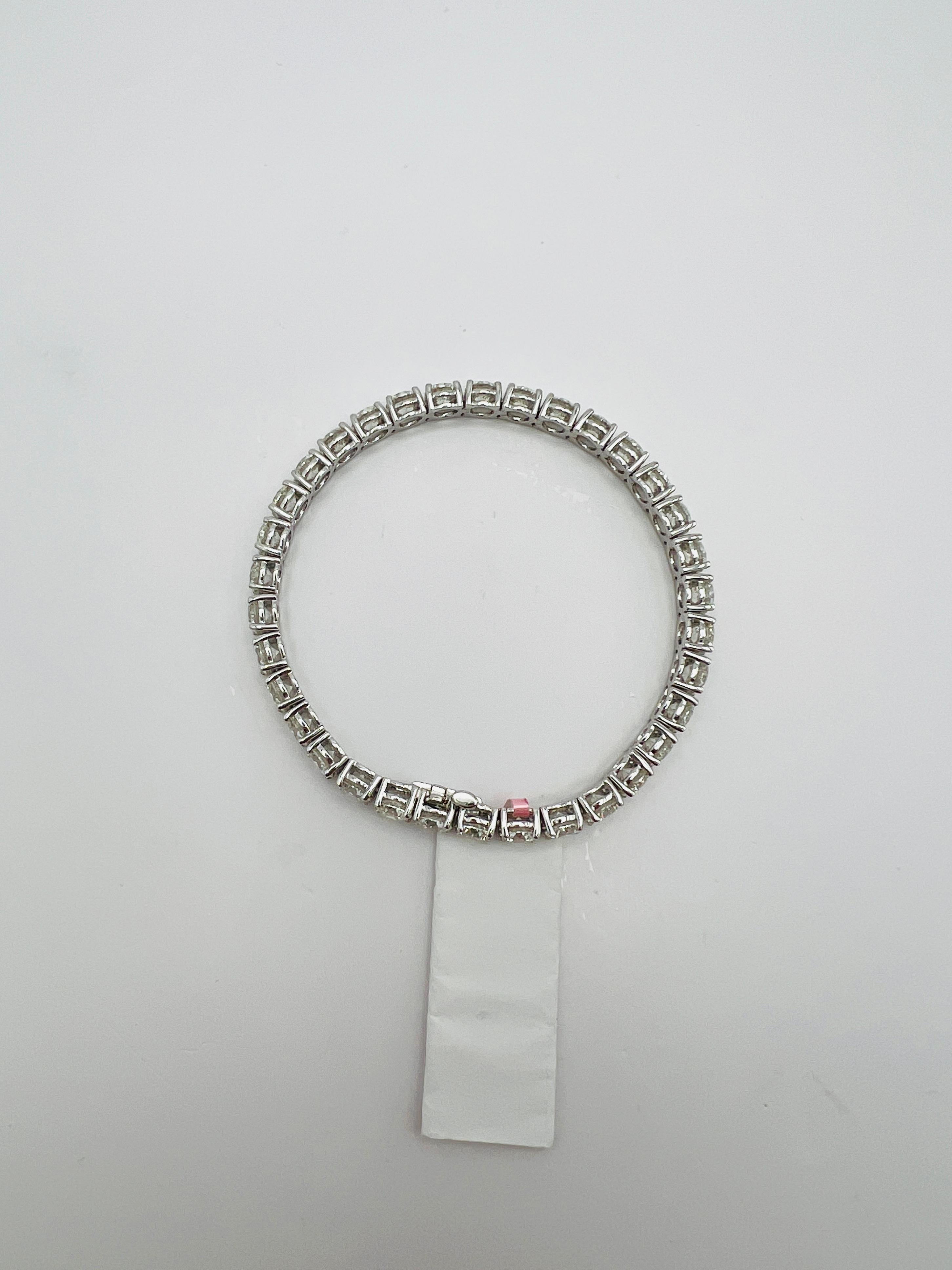 GIA White Diamond Round Half Carat Each Tennis Bracelet in 18K White Gold 3