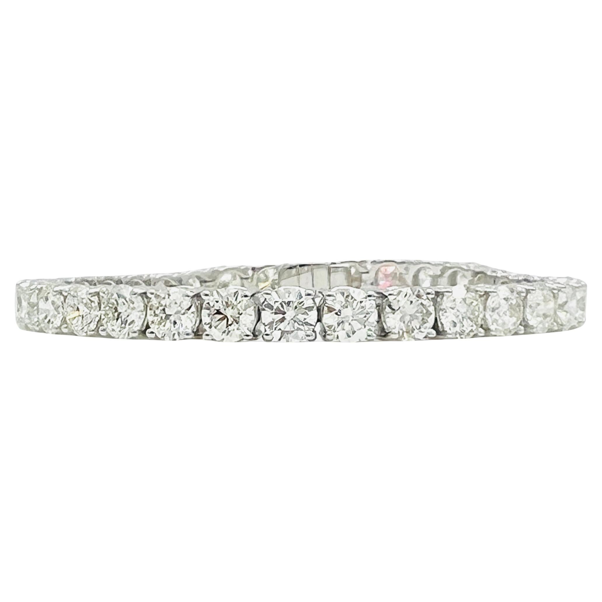 GIA White Diamond Round Half Carat Each Tennis Bracelet in 18K White Gold
