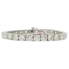 GIA White Diamond Round Half Carat Each Tennis Bracelet in 18K White Gold