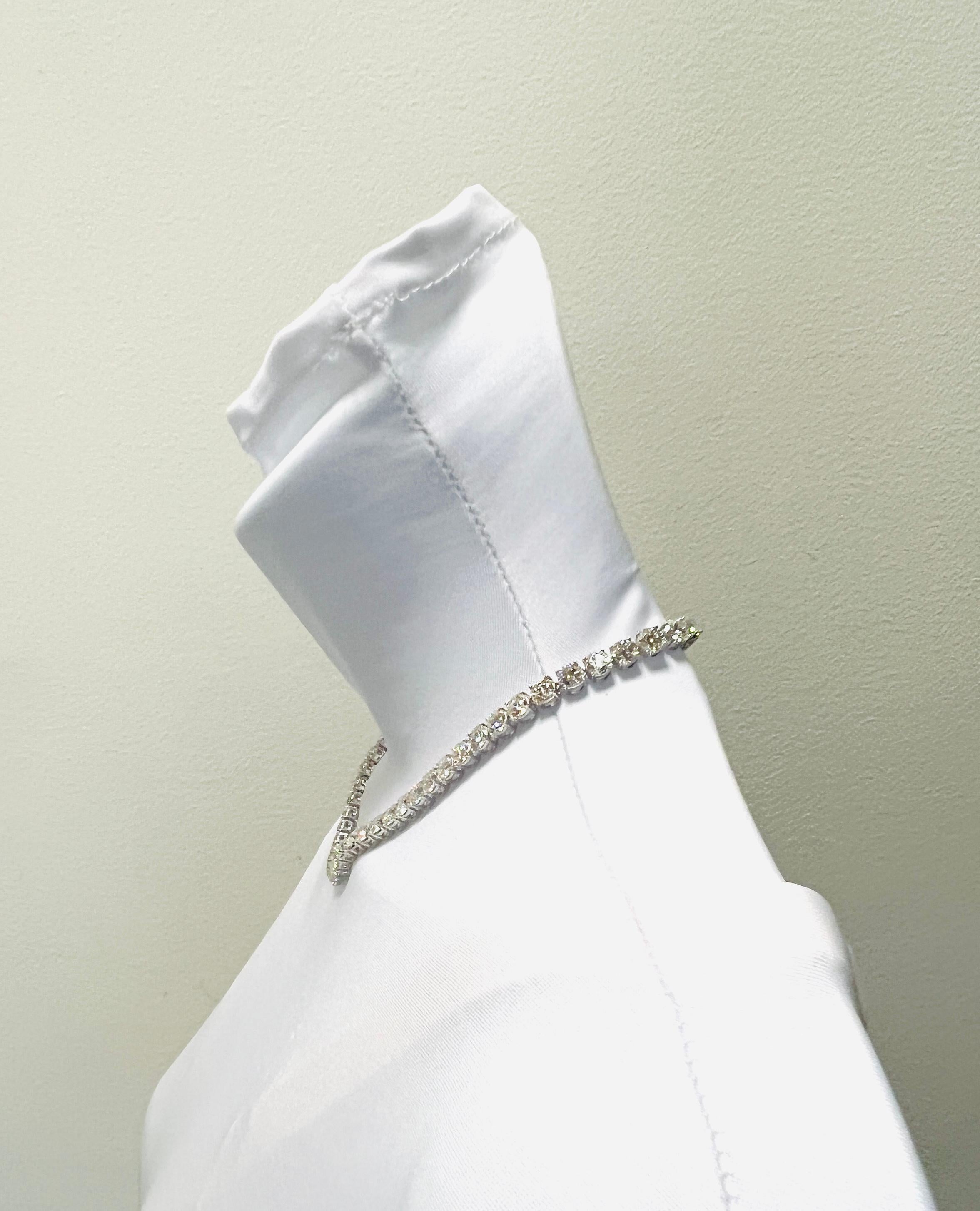 Taille ronde Collier de tennis en or blanc 18 carats et diamant blanc GIA rond d'un demi carat chacun en vente