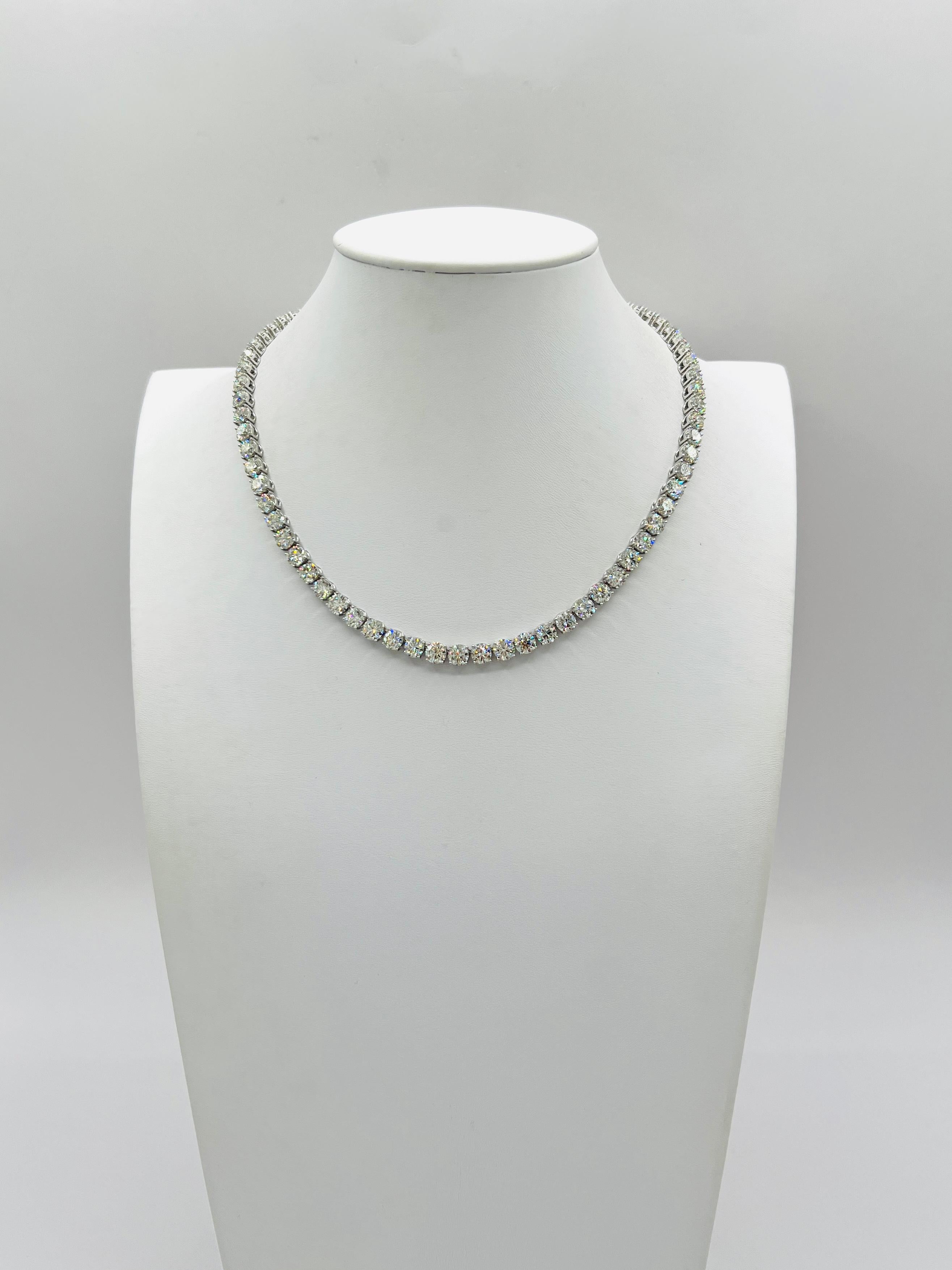Collier de tennis en or blanc 18 carats et diamant blanc GIA rond d'un demi carat chacun Neuf - En vente à Los Angeles, CA