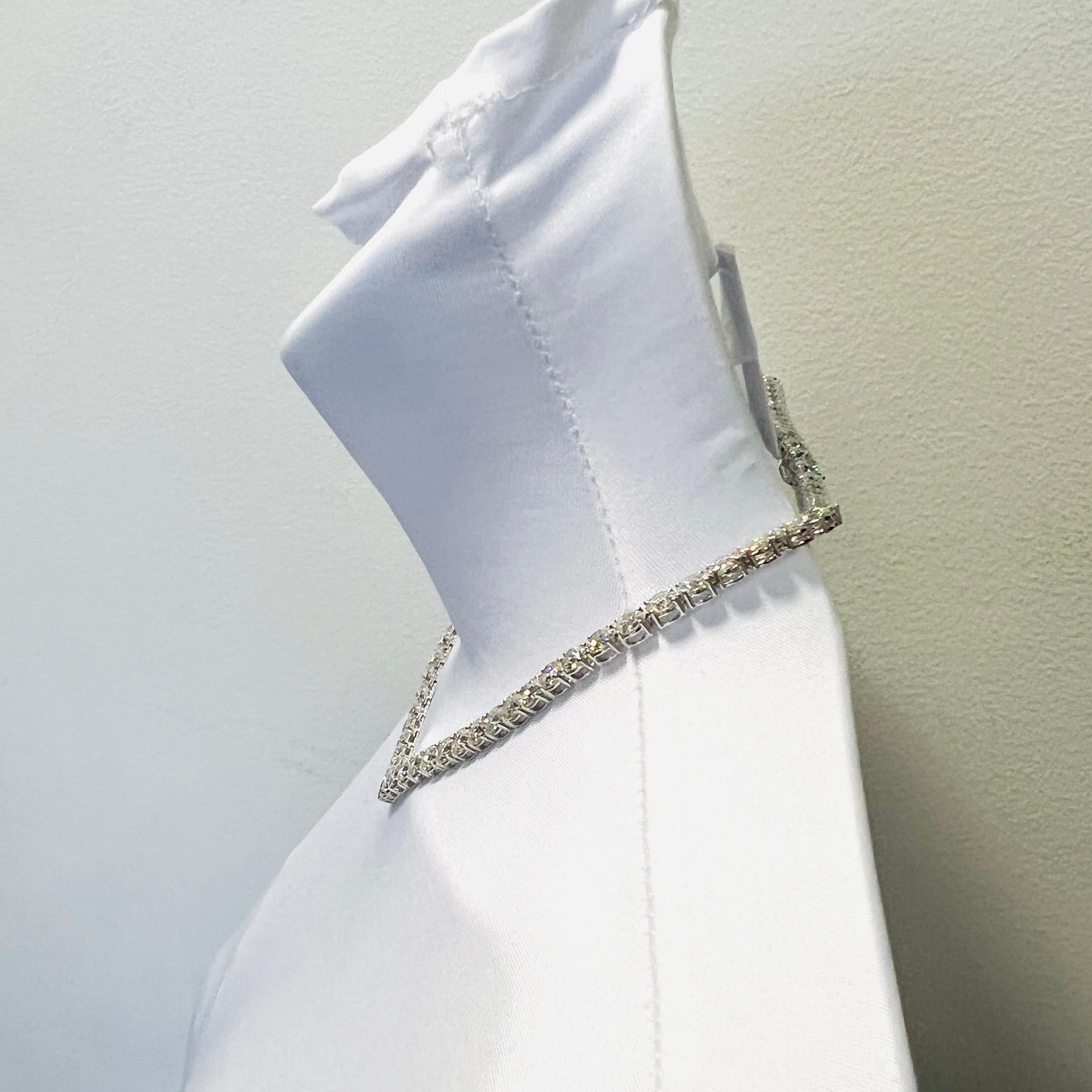 GIA White Diamond Round Half Carat Each Tennis Necklace  in 18K White Gold In New Condition In Los Angeles, CA