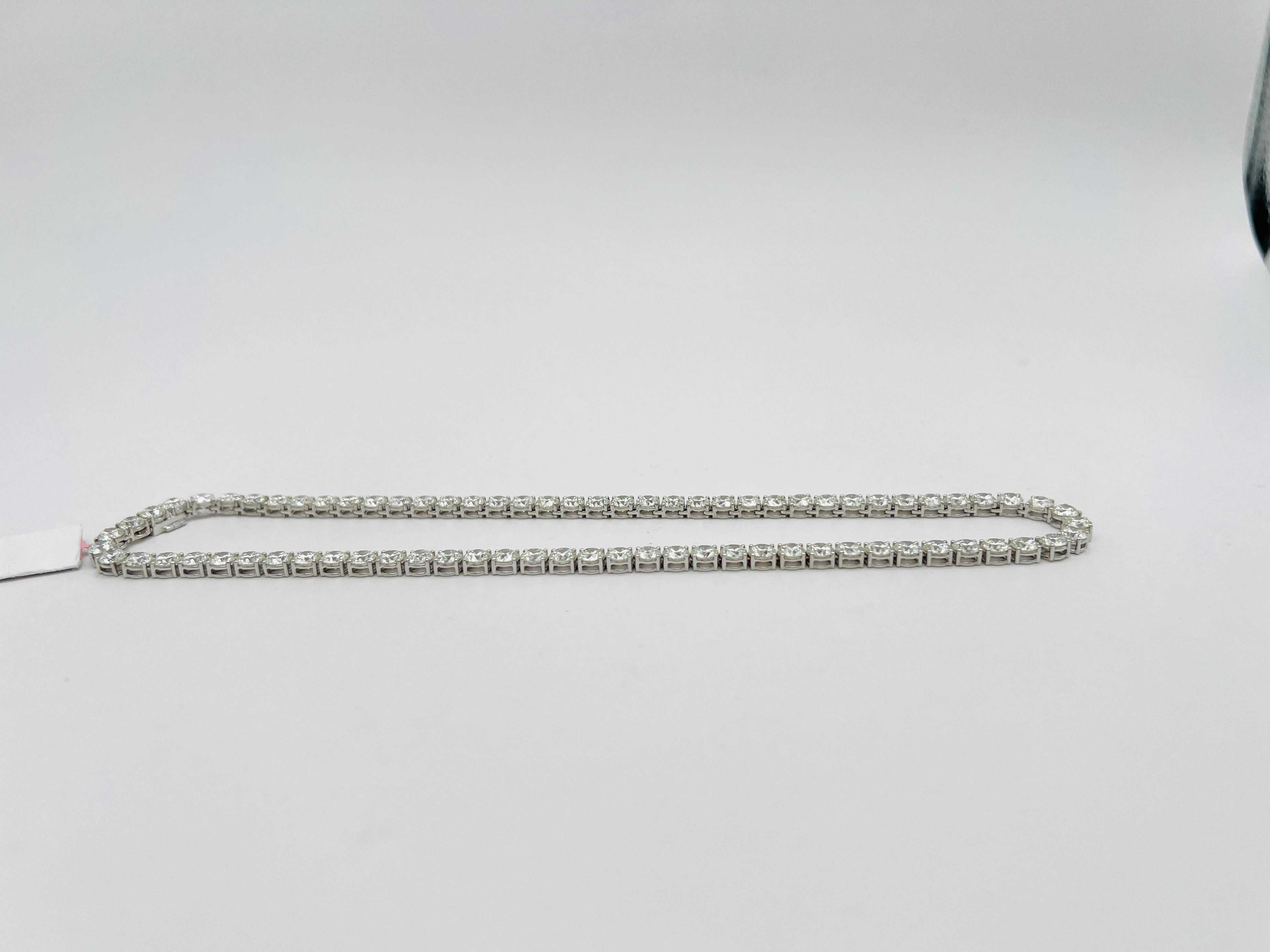 GIA White Diamond Round Half Carat Each Tennis Necklace  in 18K White Gold 1