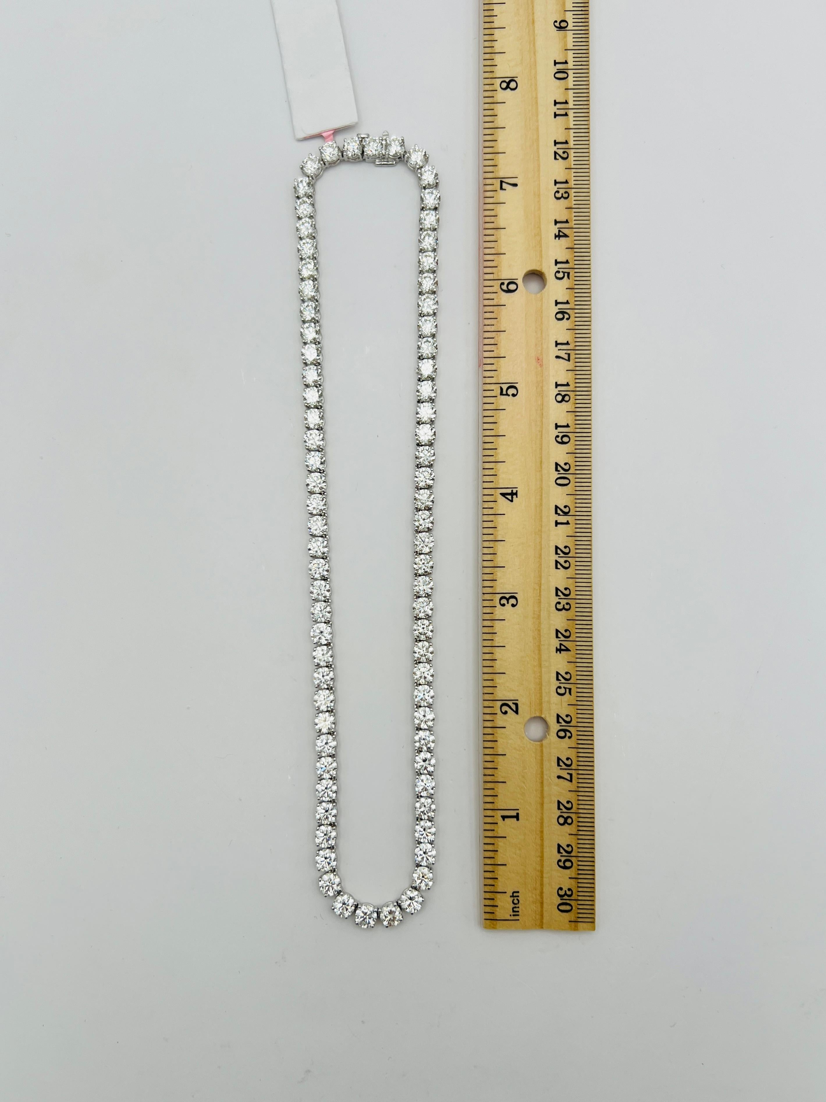 GIA White Diamond Round Half Carat Each Tennis Necklace  in 18K White Gold 2