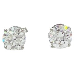 GIA White Diamond Round Martini Stud Earrings in 18K White Gold