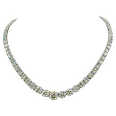 GIA White Diamond Round Riviera Necklace in 18K White Gold GIA White Diamond Round Riviera Necklace in 18K White Gold