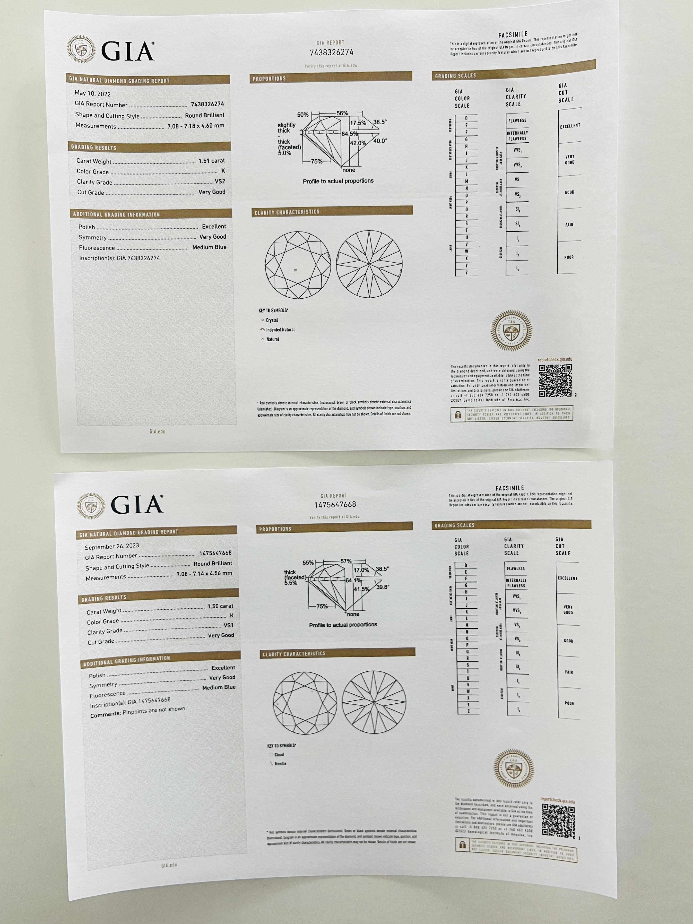 GIA White Diamond Round Stud Earrings in 18K White Gold For Sale 4