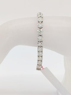 GIA White Diamond Round Tennis Bracelet in 18K White Gold