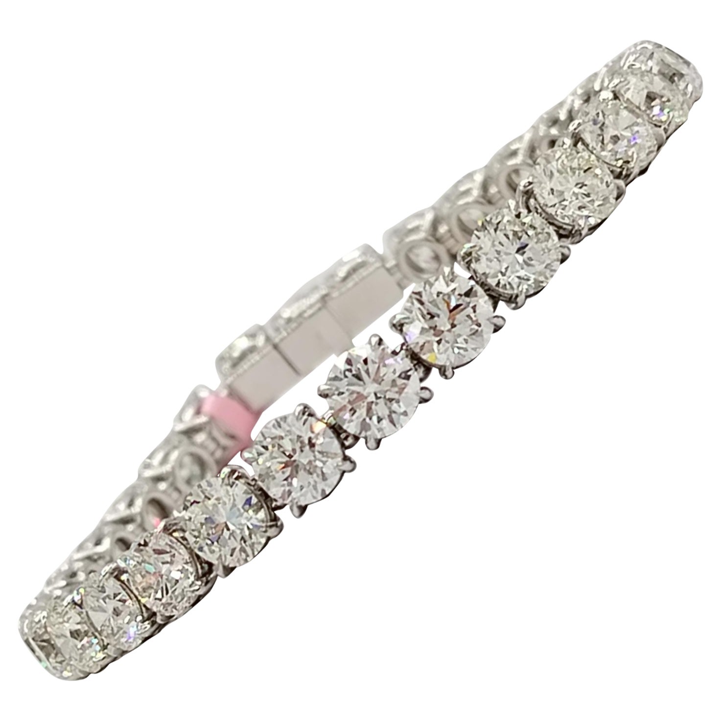Pulsera de tenis redonda con diamantes blancos GIA en oro blanco de 18 quilates