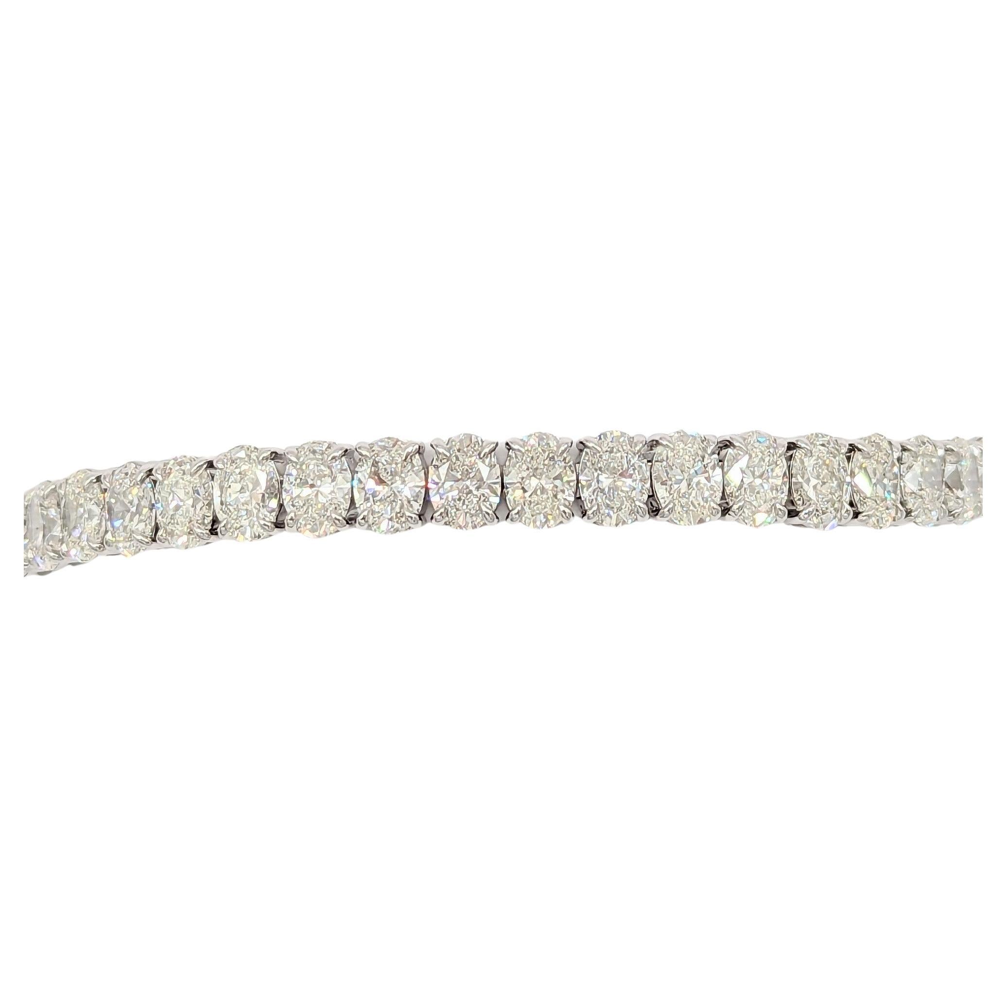 Bracelet tennis rond en or blanc 18 carats avec diamants blancs certifiés GIA