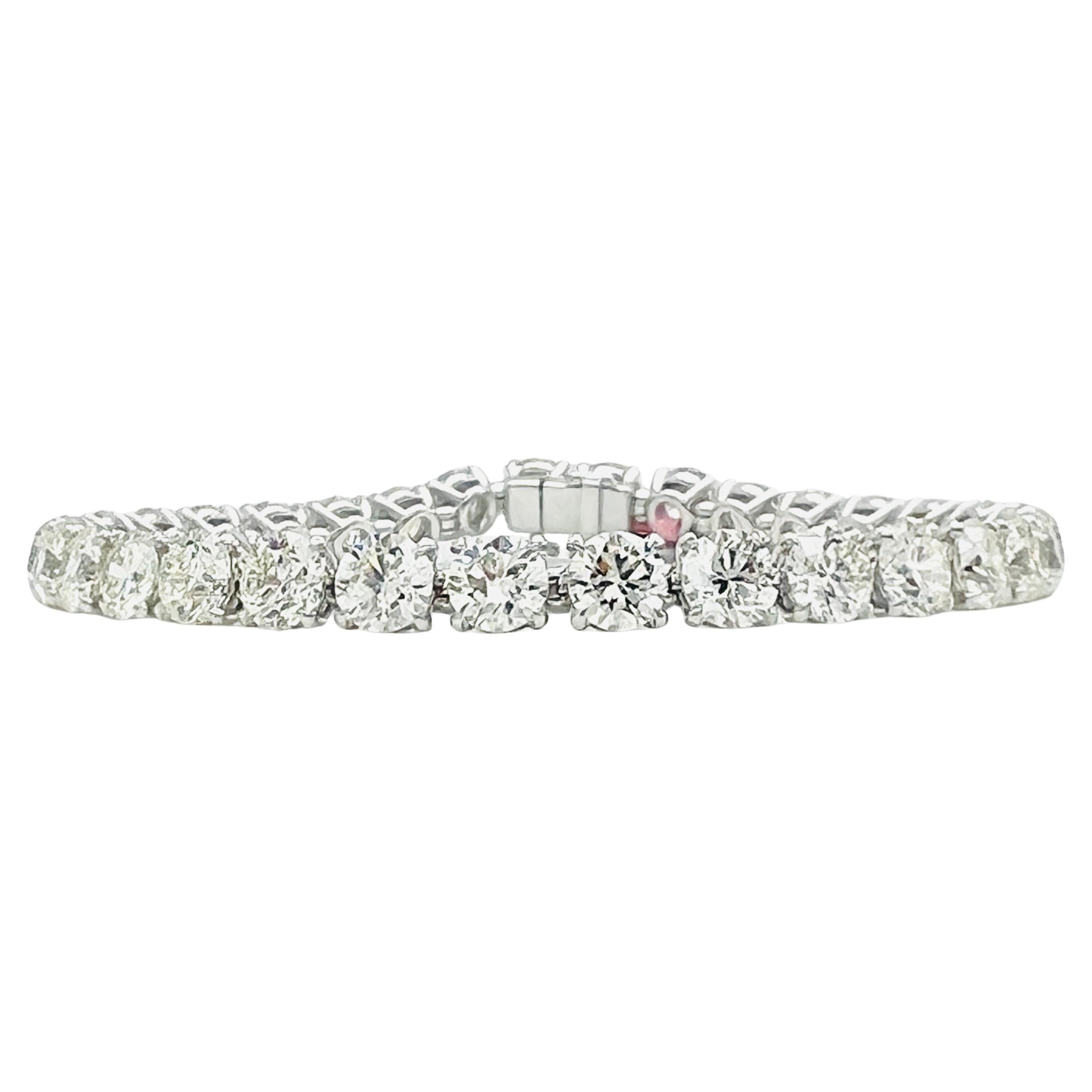 GIA White Diamond Round Tennis Bracelet in 18K White Gold