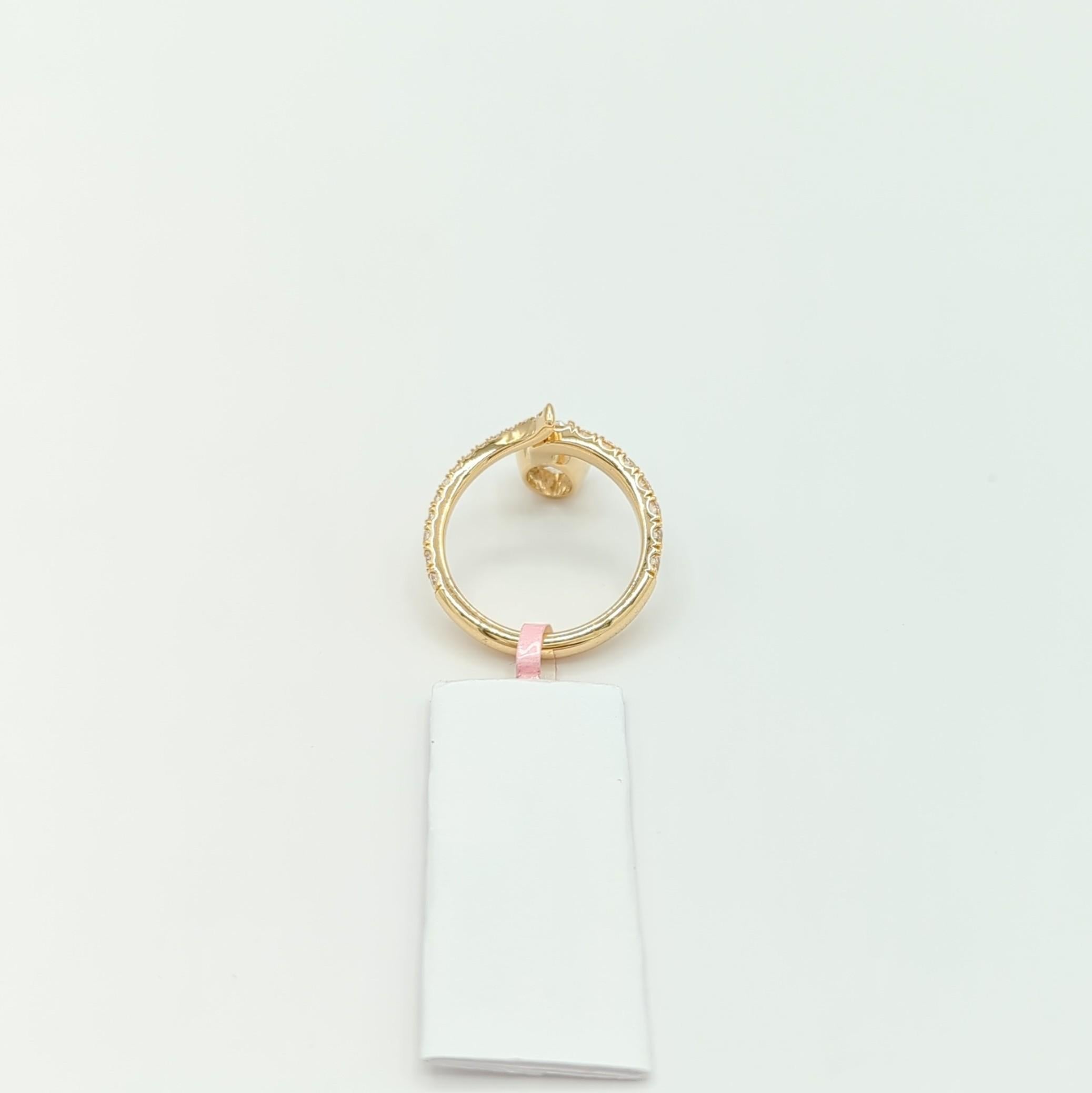 GIA White Diamond Snake Ring in 18K Yellow Gold For Sale 5