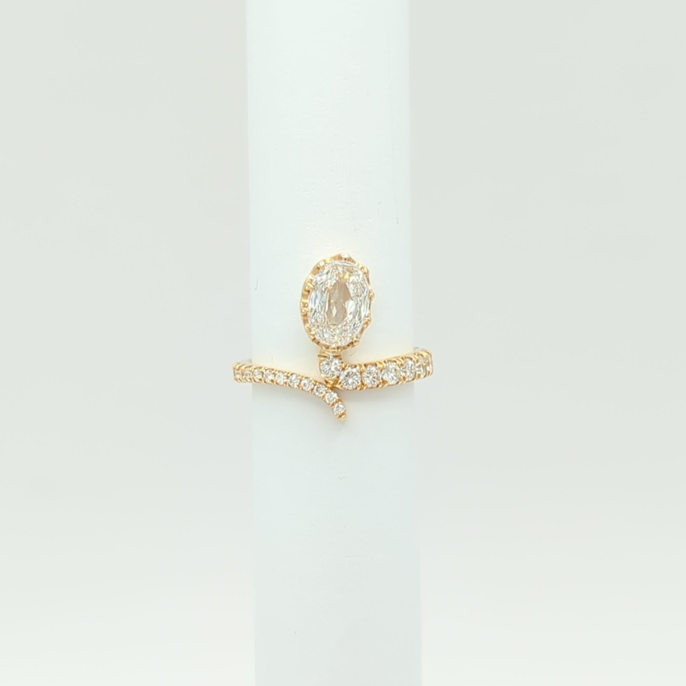GIA White Diamond Snake Ring in 18K Yellow Gold For Sale 1