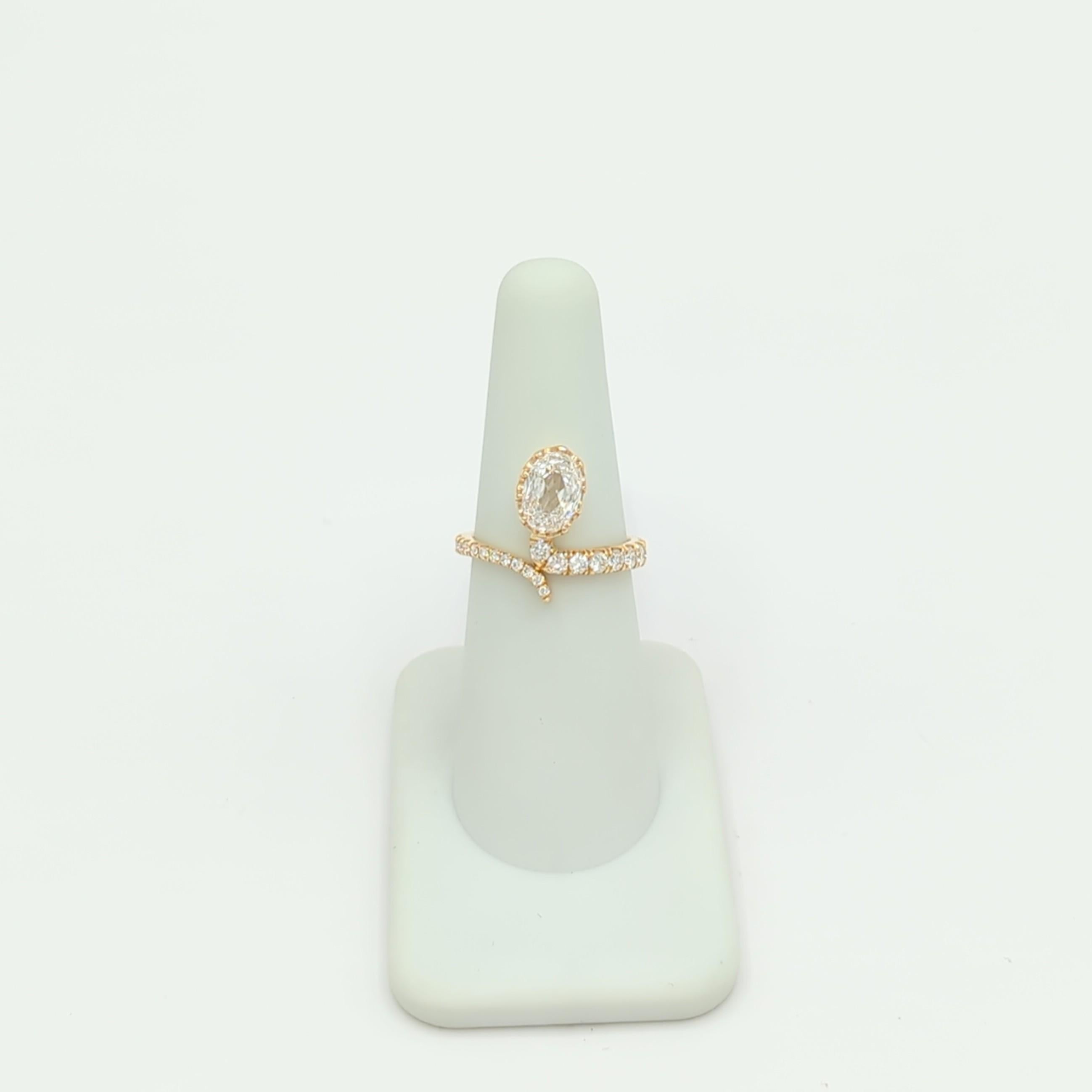 GIA White Diamond Snake Ring in 18K Yellow Gold For Sale 2