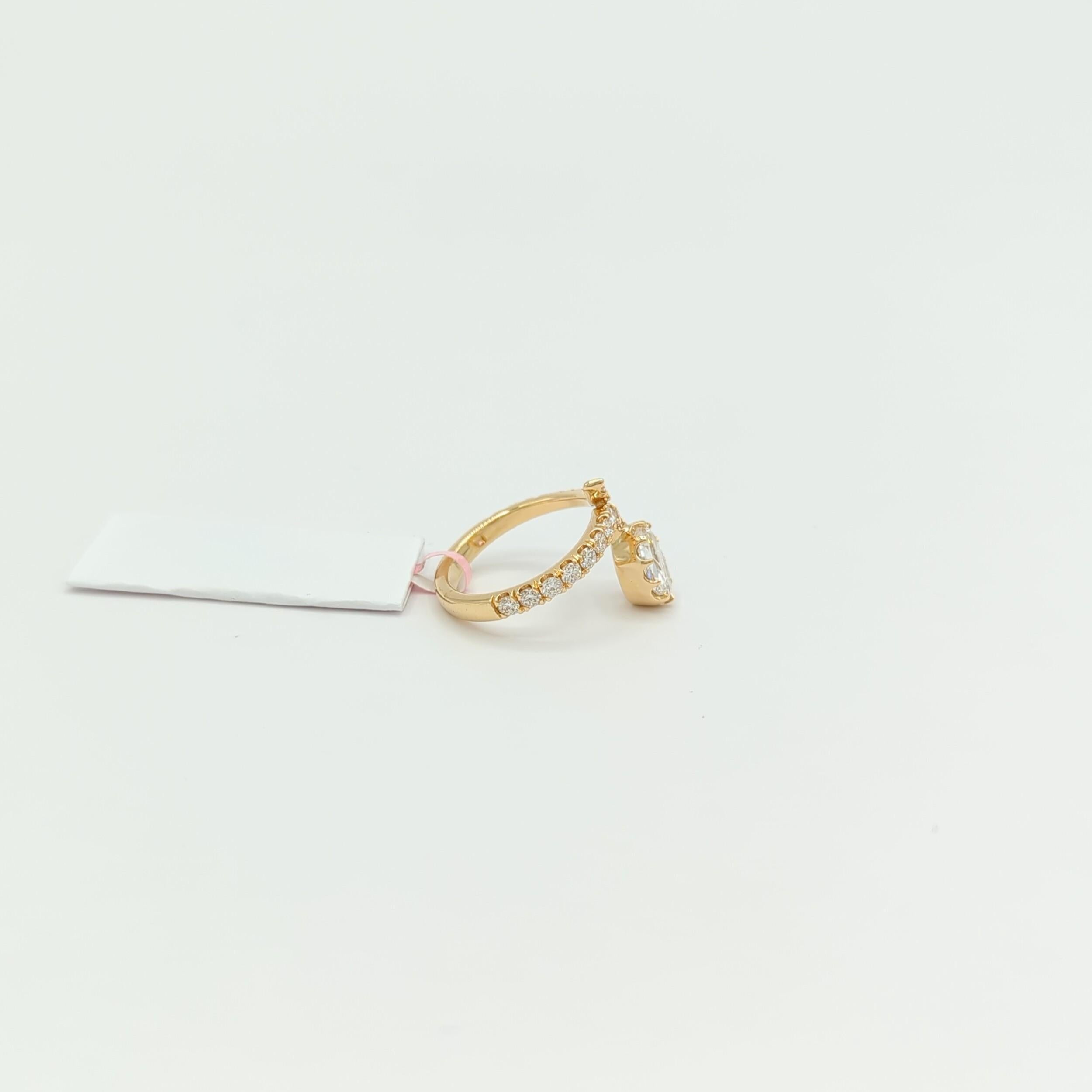 GIA White Diamond Snake Ring in 18K Yellow Gold For Sale 4
