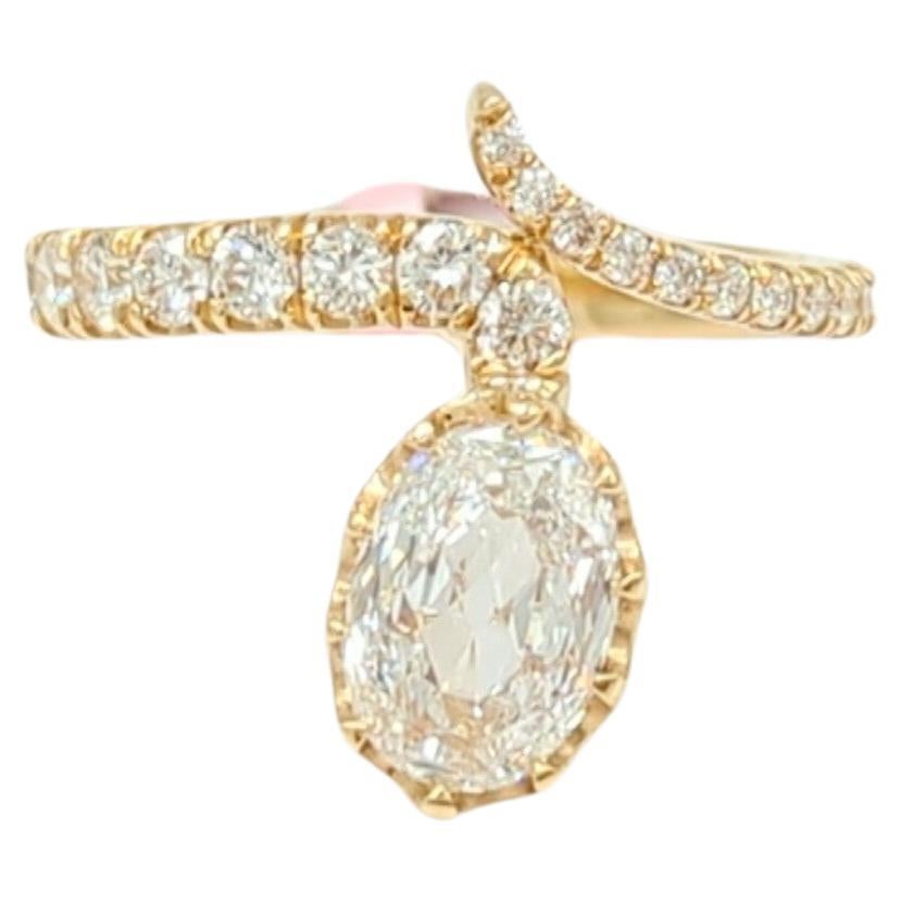 GIA White Diamond Snake Ring in 18K Yellow Gold For Sale