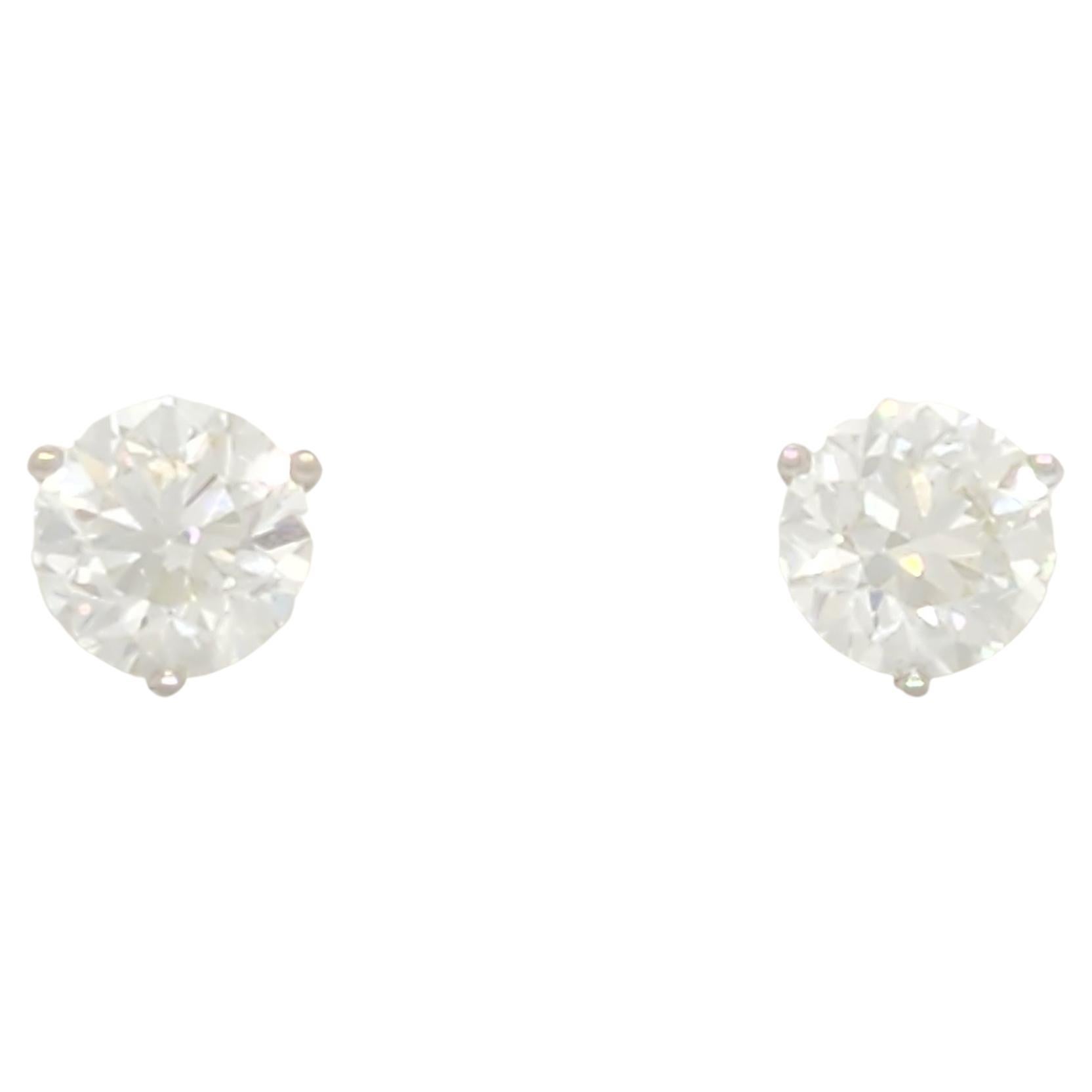 2 Carat Solitaire Traceable Diamond Ear Studs In 18k White Gold, Rocks
