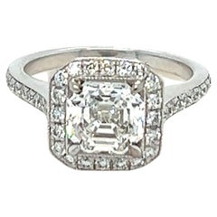 Used GIA White Gold Asscher Cut Engagement Ring 1.56ct