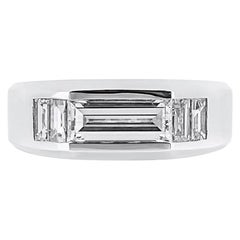 GIA White Gold Rectangular Step Cut Ring Set with Tapered Baguette Diamonds