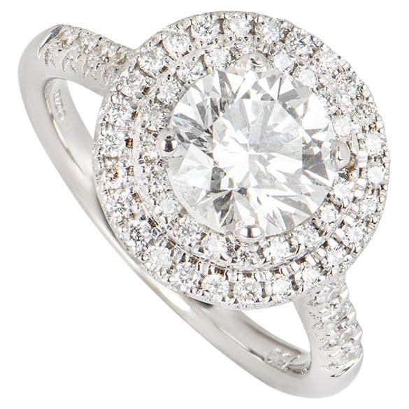 GIA Weißgold Ring mit rundem Diamanten im Brillantschliff 1,58 Karat schwarz-grün/VS2