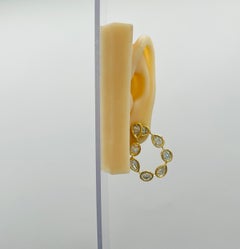 GIA White Pear and Oval Diamond Bezel Dangle Earrings in 18K Yellow Gold