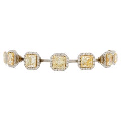 GIA Yellow and White Diamond Bracelet in 18k Yellow Gold and Platinum