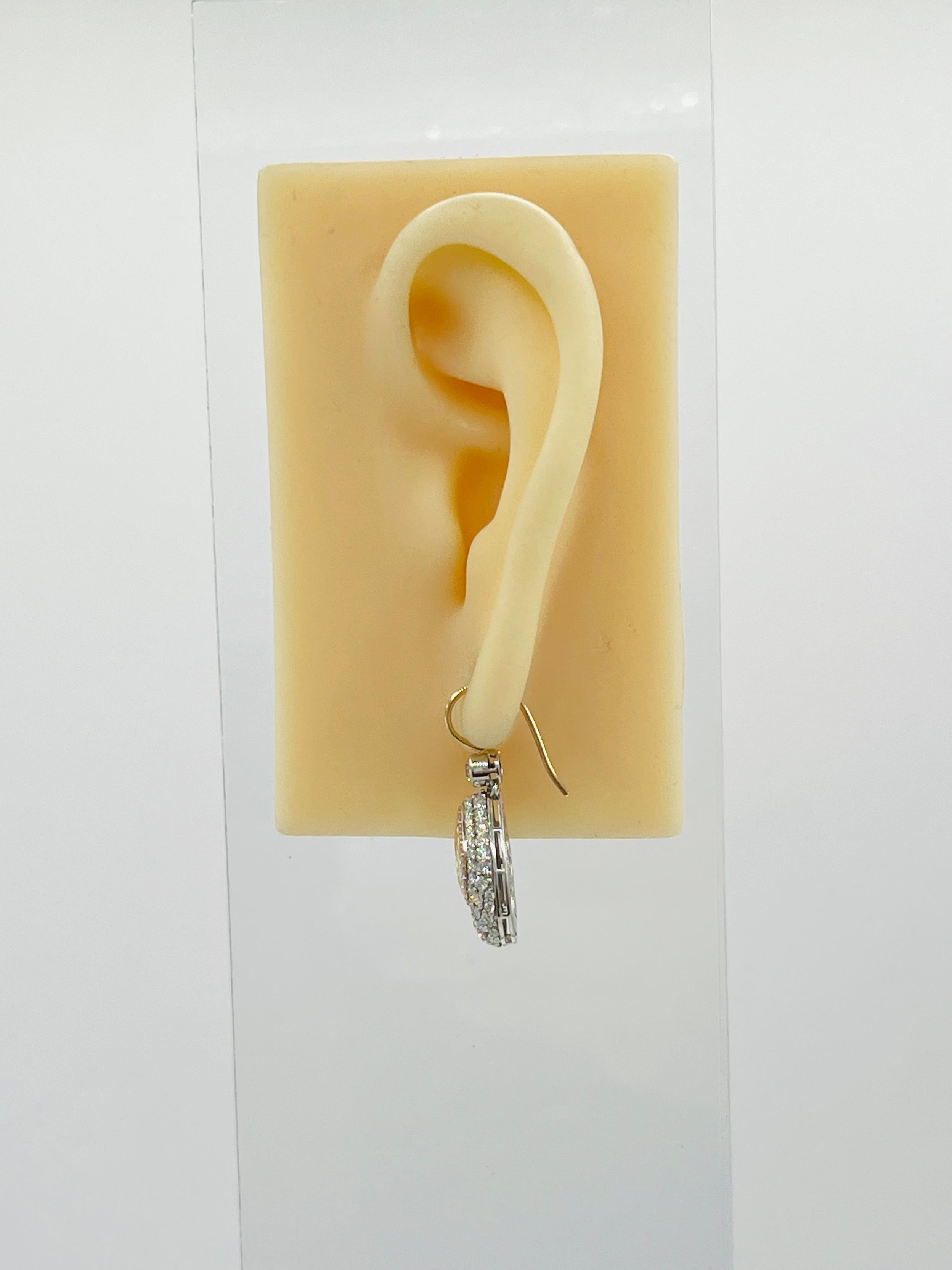 Pear Cut GIA Yellow and White Diamond Dangle Earrings in 14K 2 Tone Gold For Sale