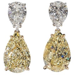 Vintage GIA Yellow and White Diamond Earrings