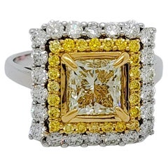 Bague en diamant jaune et blanc GIA en 18k